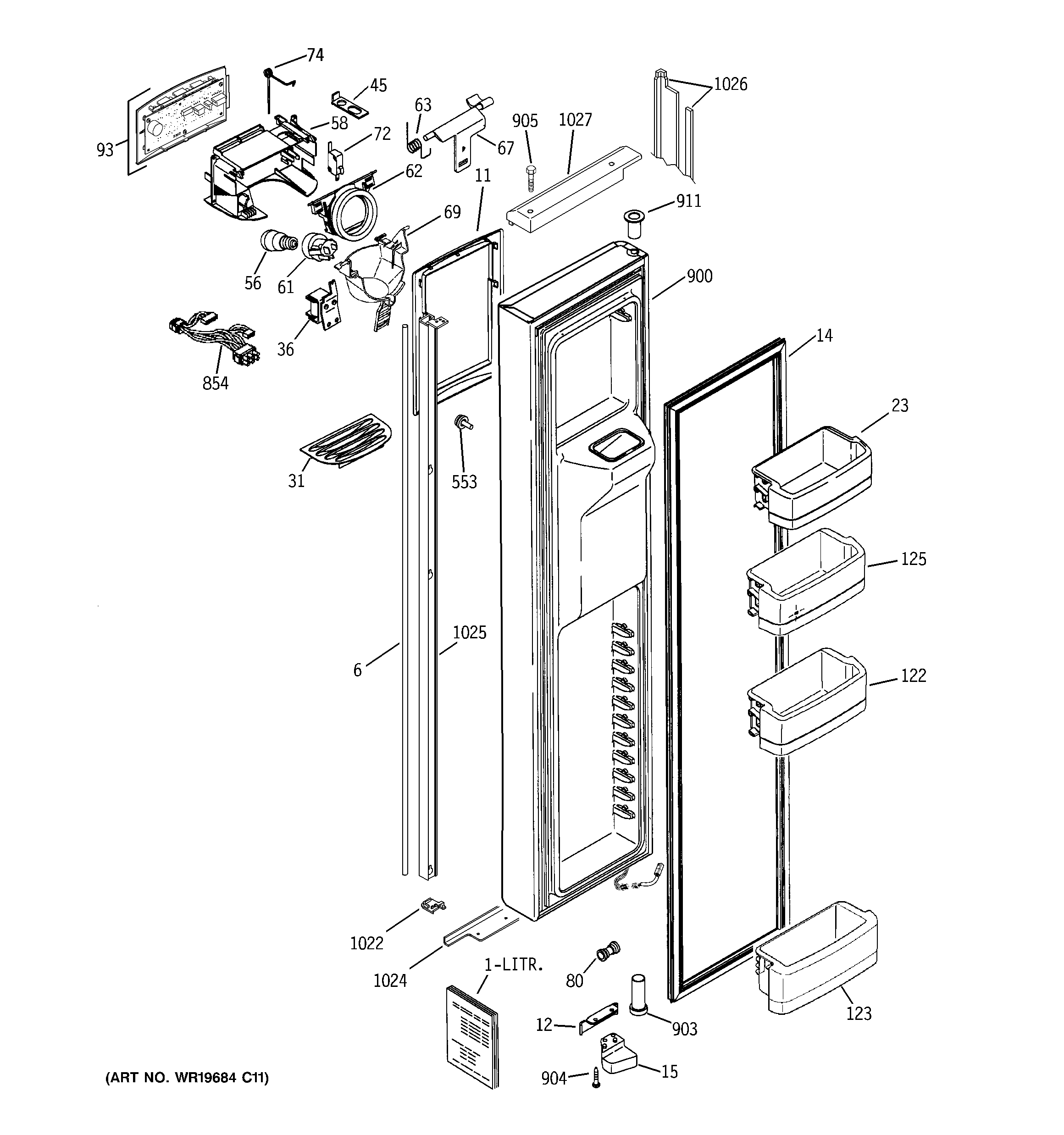 GE GIE21MGTJFBB freezer door diagram