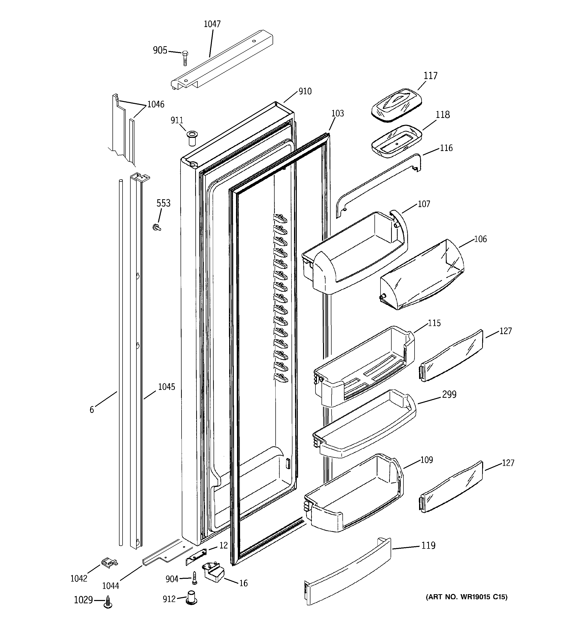 GE GIE21MGTJFBB fresh food door diagram