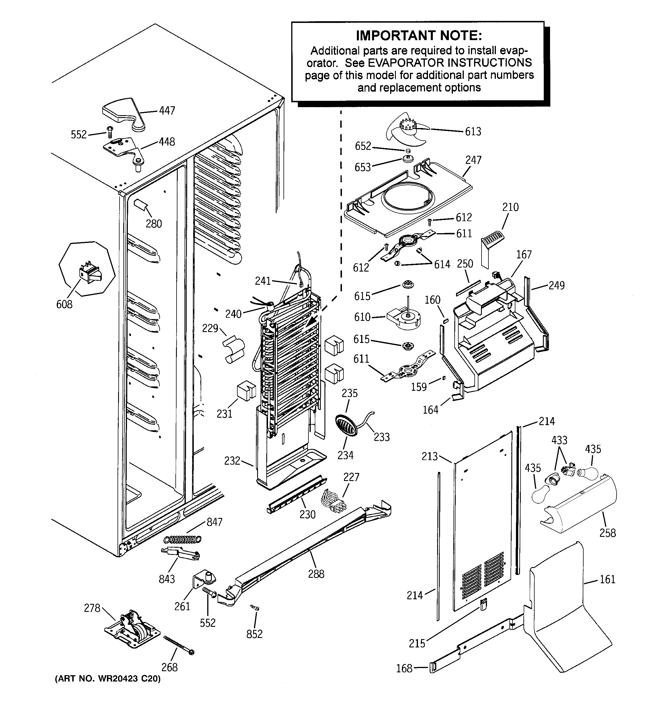 GE GSE25MGTJCBB freezer section diagram