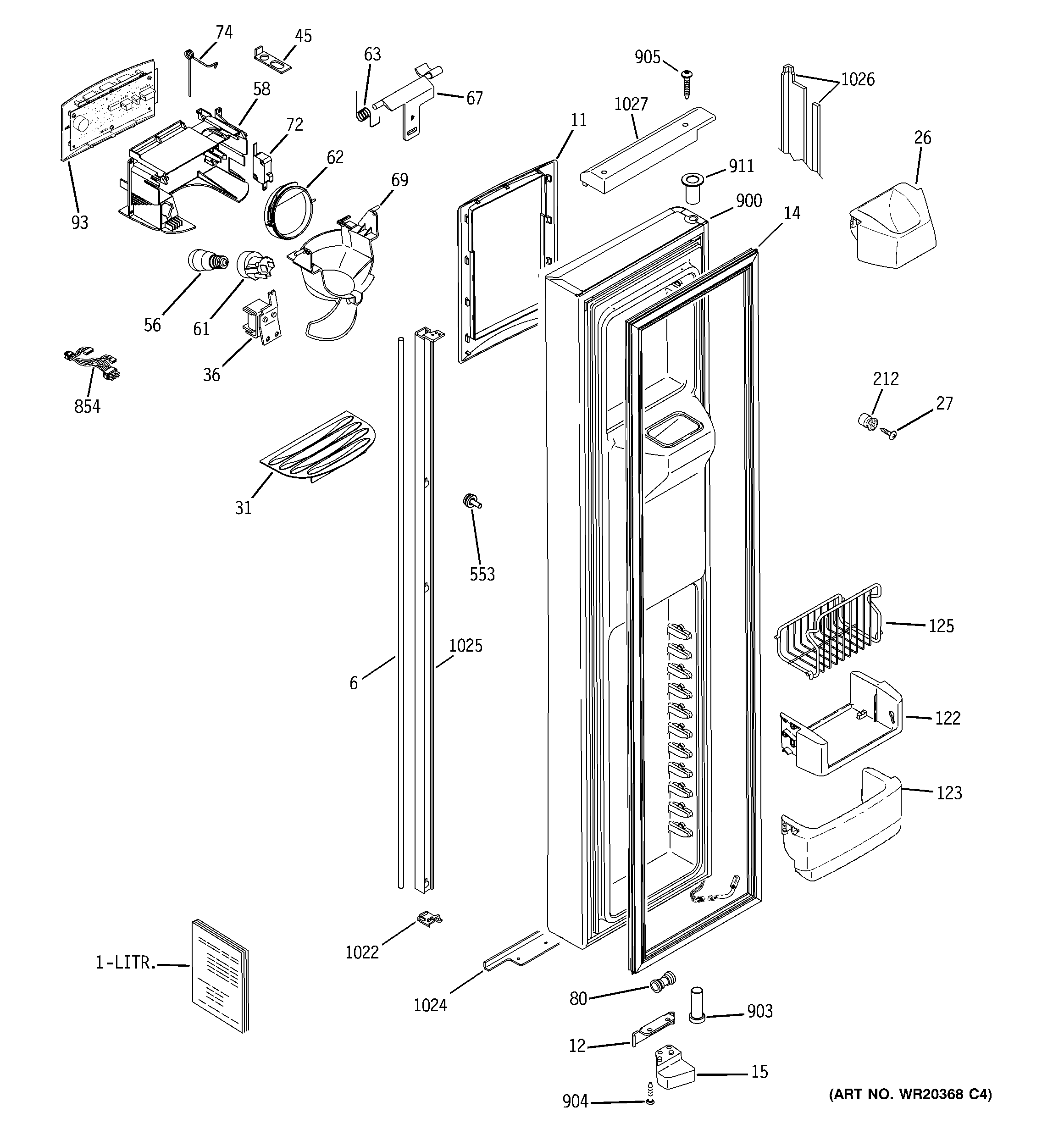 GE PJE25PGTJFKB freezer door diagram