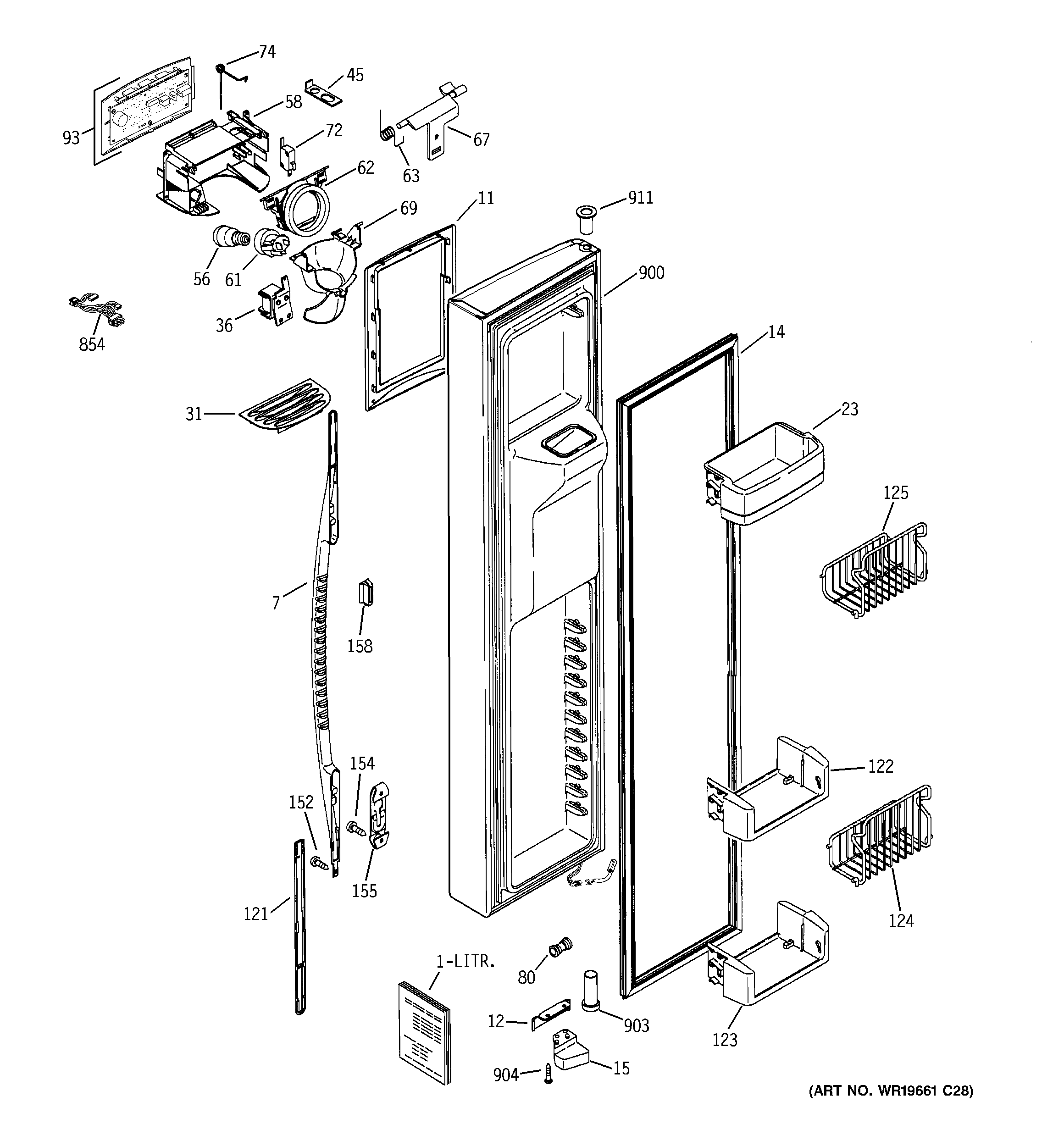 GE PSE27NHWICBB freezer door diagram