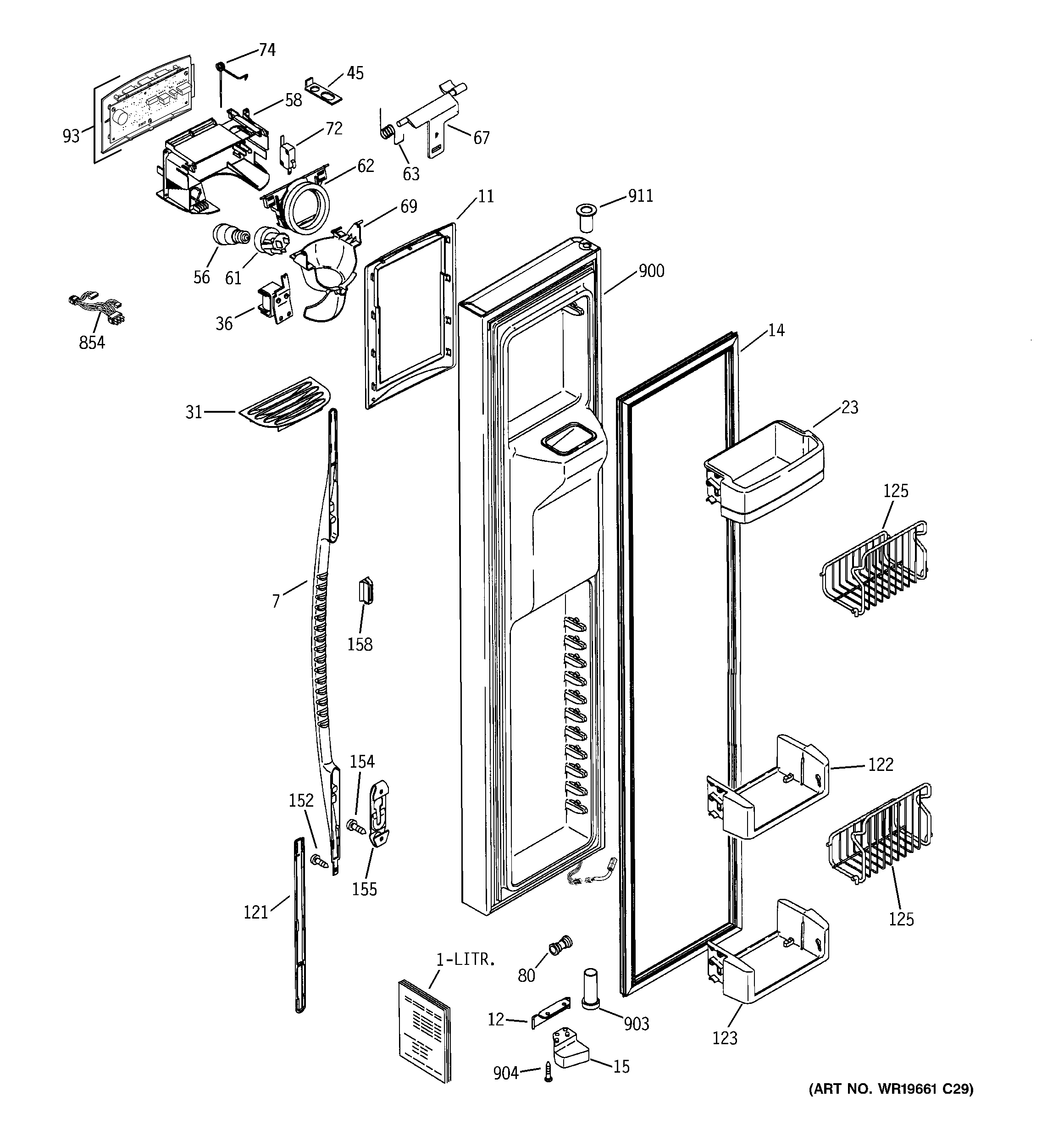 GE PSE29NHWICBB freezer door diagram