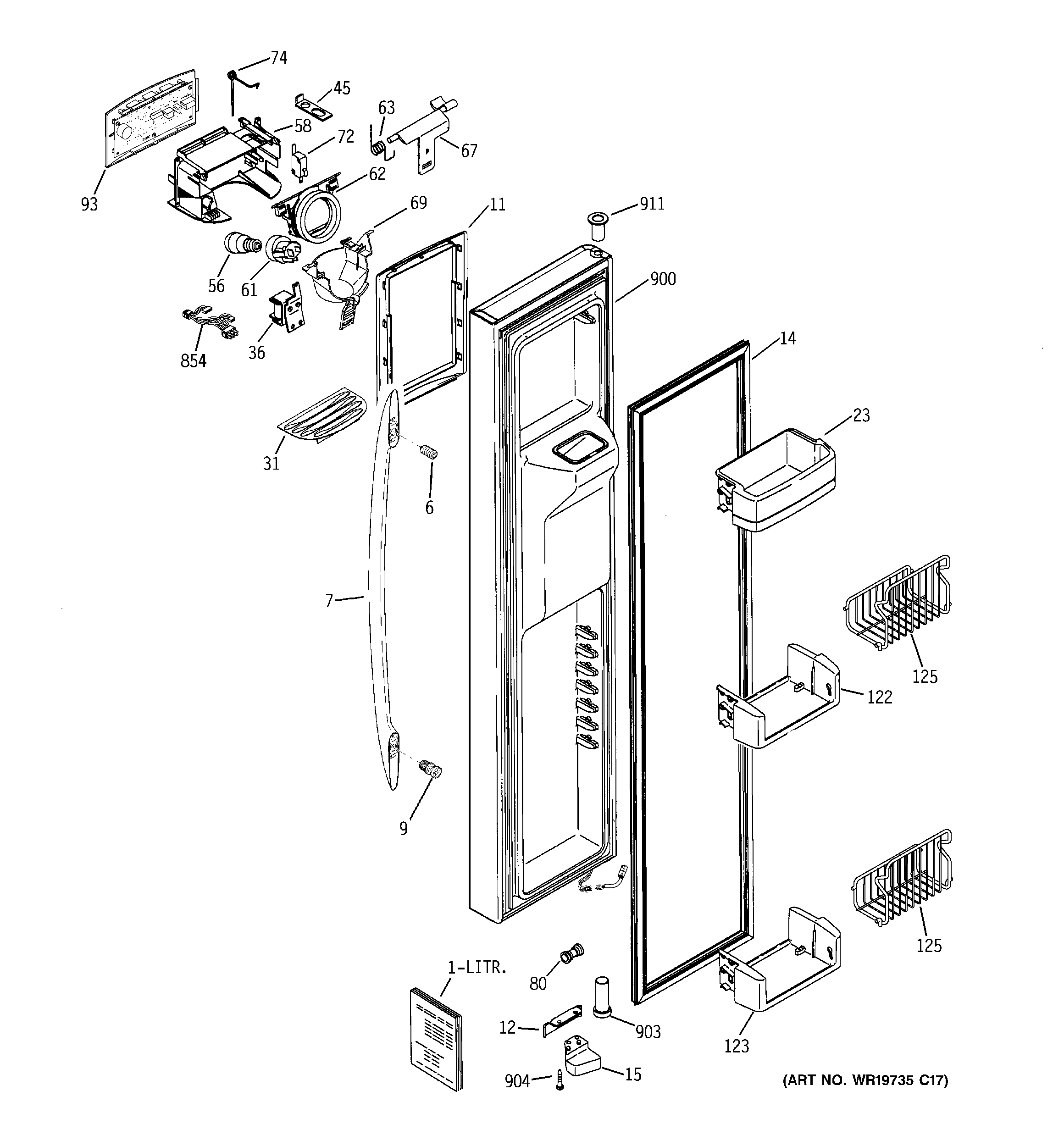GE PSE29NHWICSS freezer door diagram