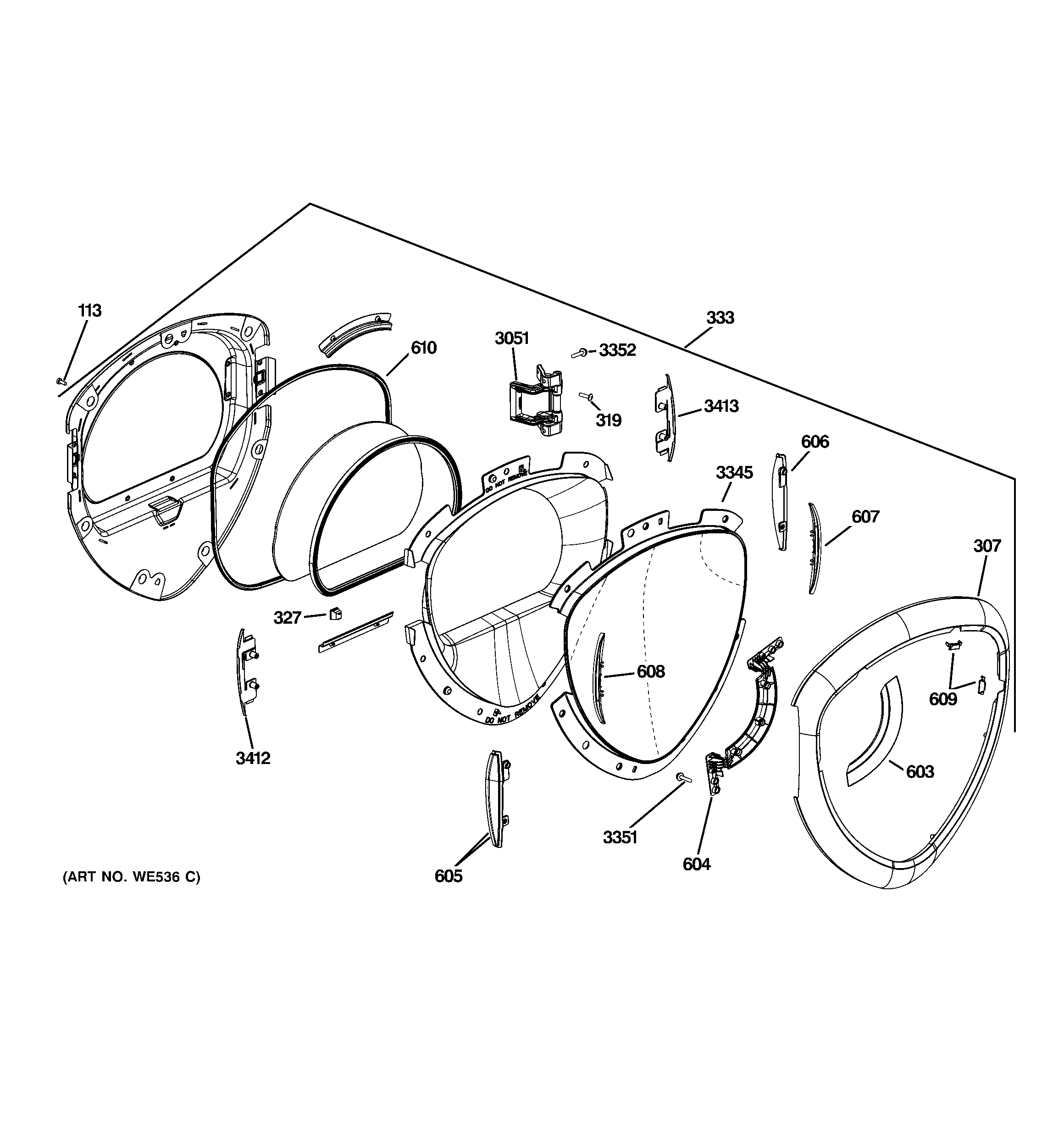 GE DPVH890EJ0MV door diagram