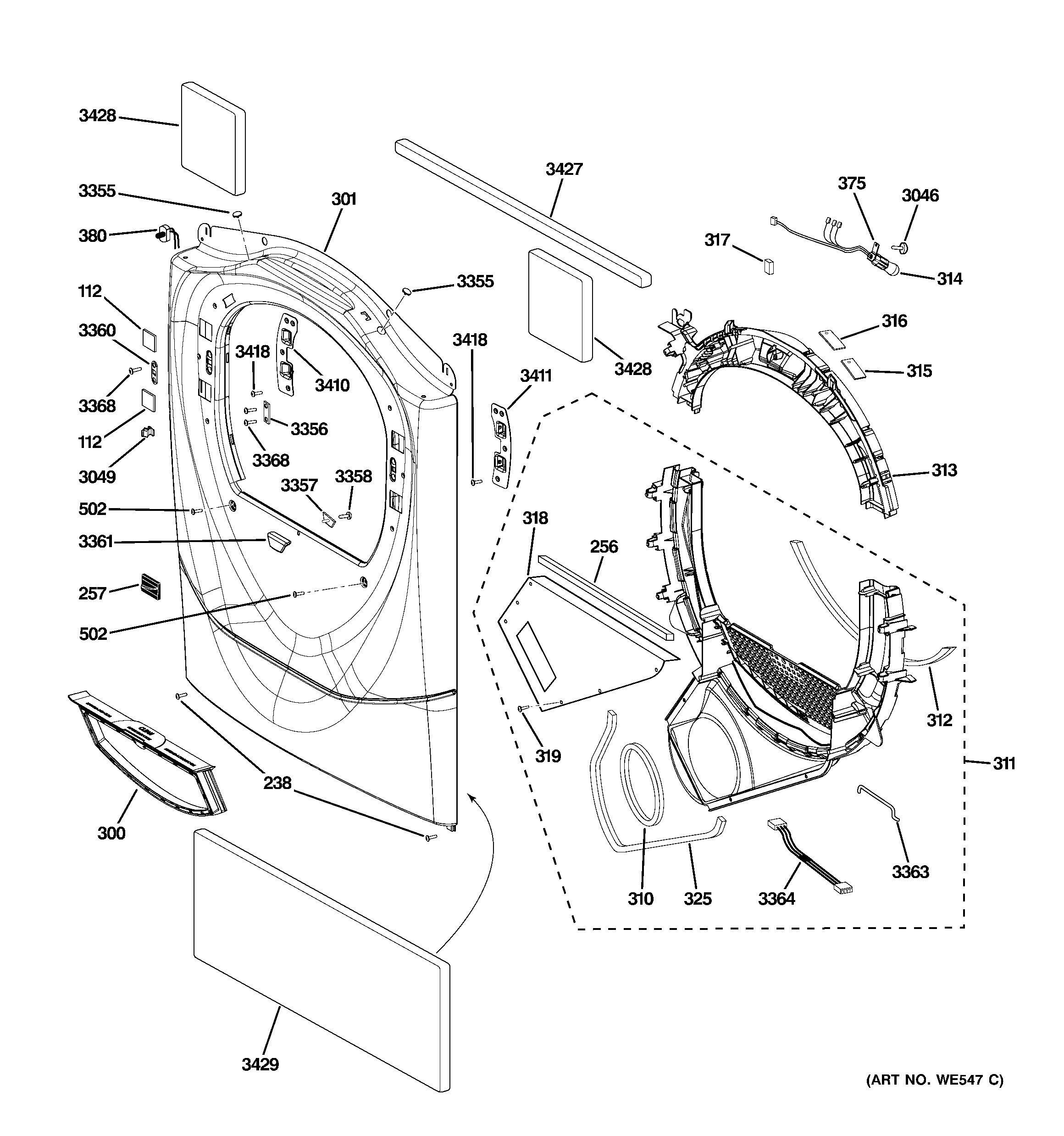 GE DPVH890GJ0MG front panel diagram