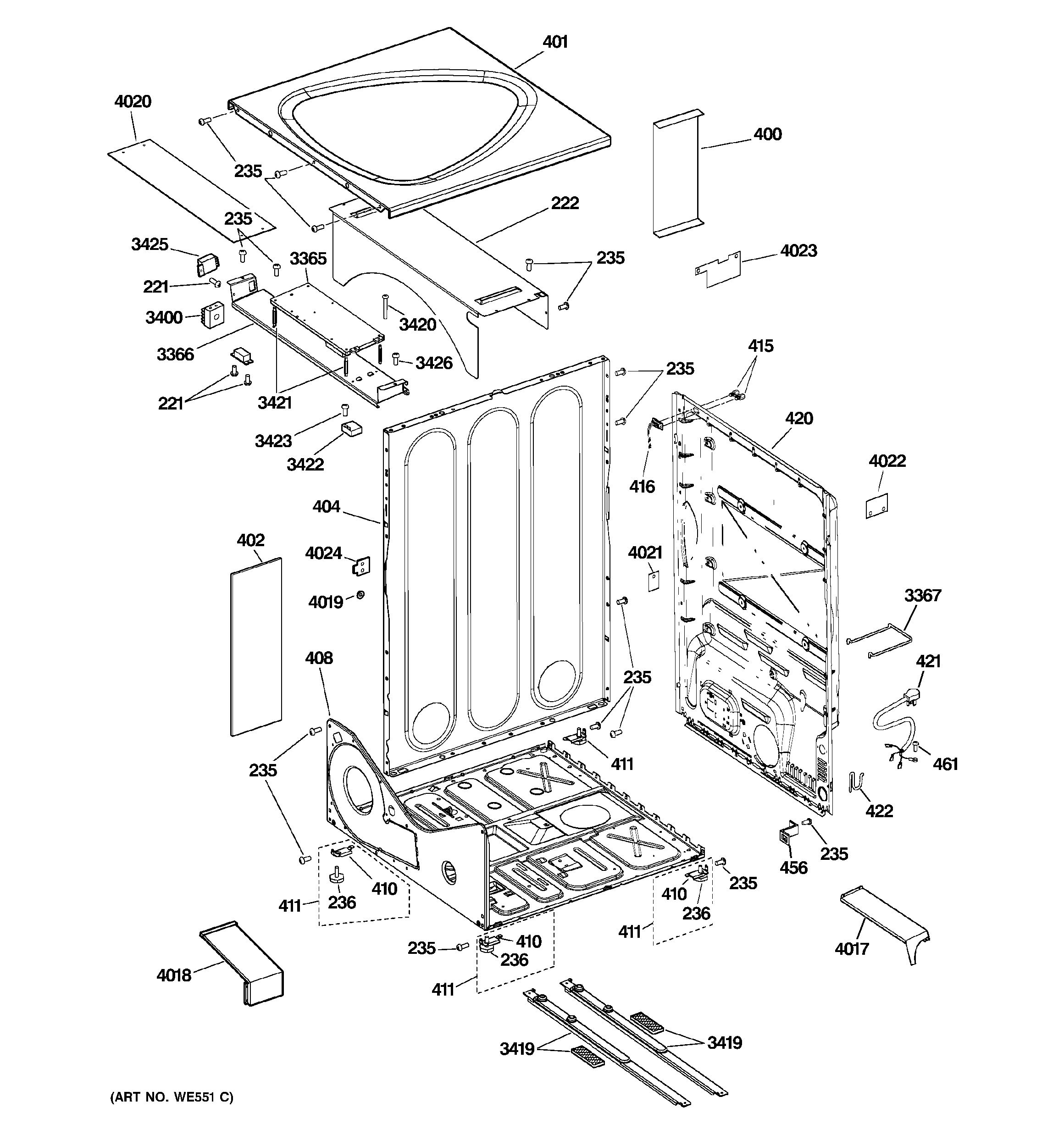 GE DPVH890GJ0MG cabinet diagram