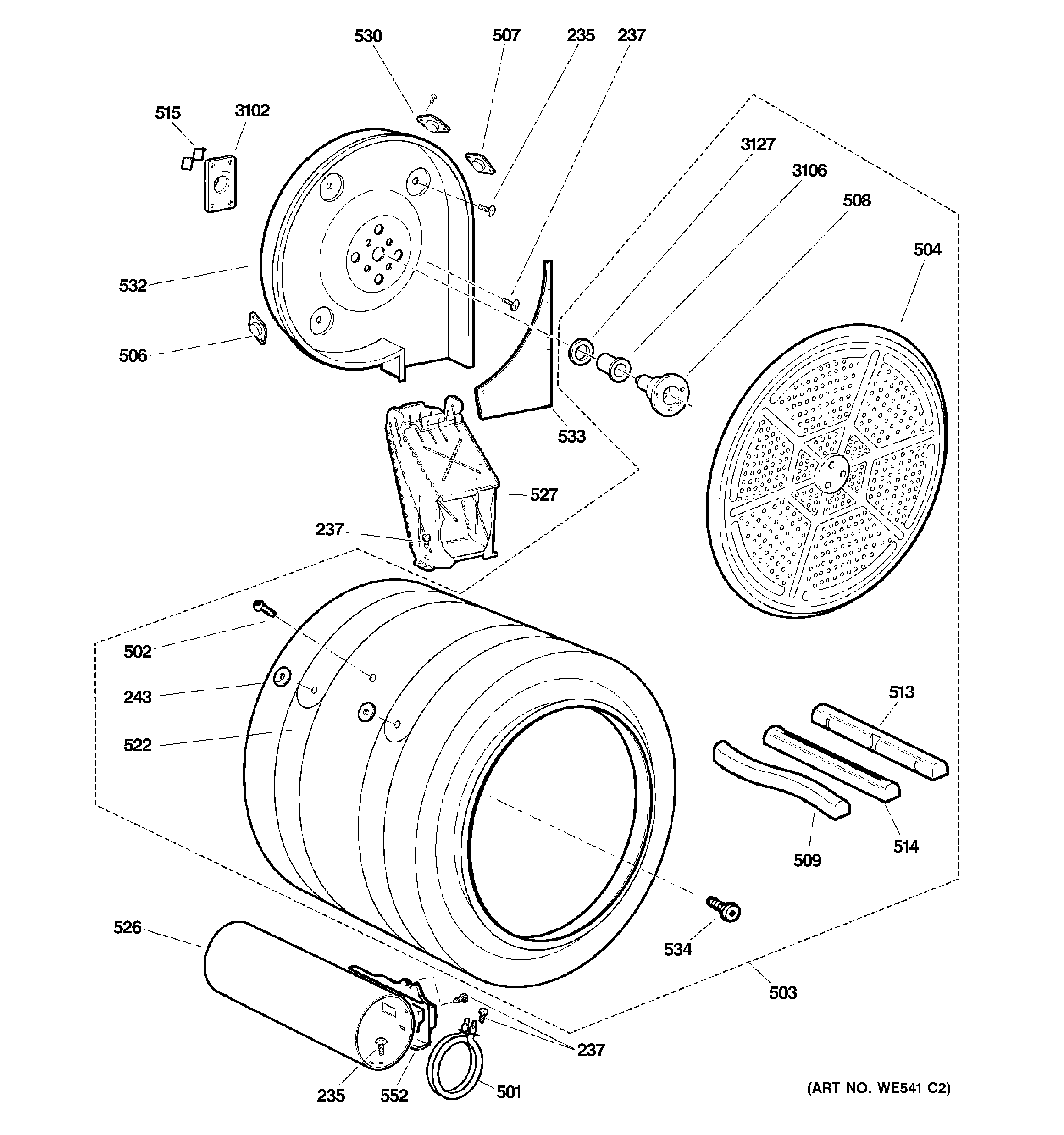 GE DPVH890GJ0MG drum diagram