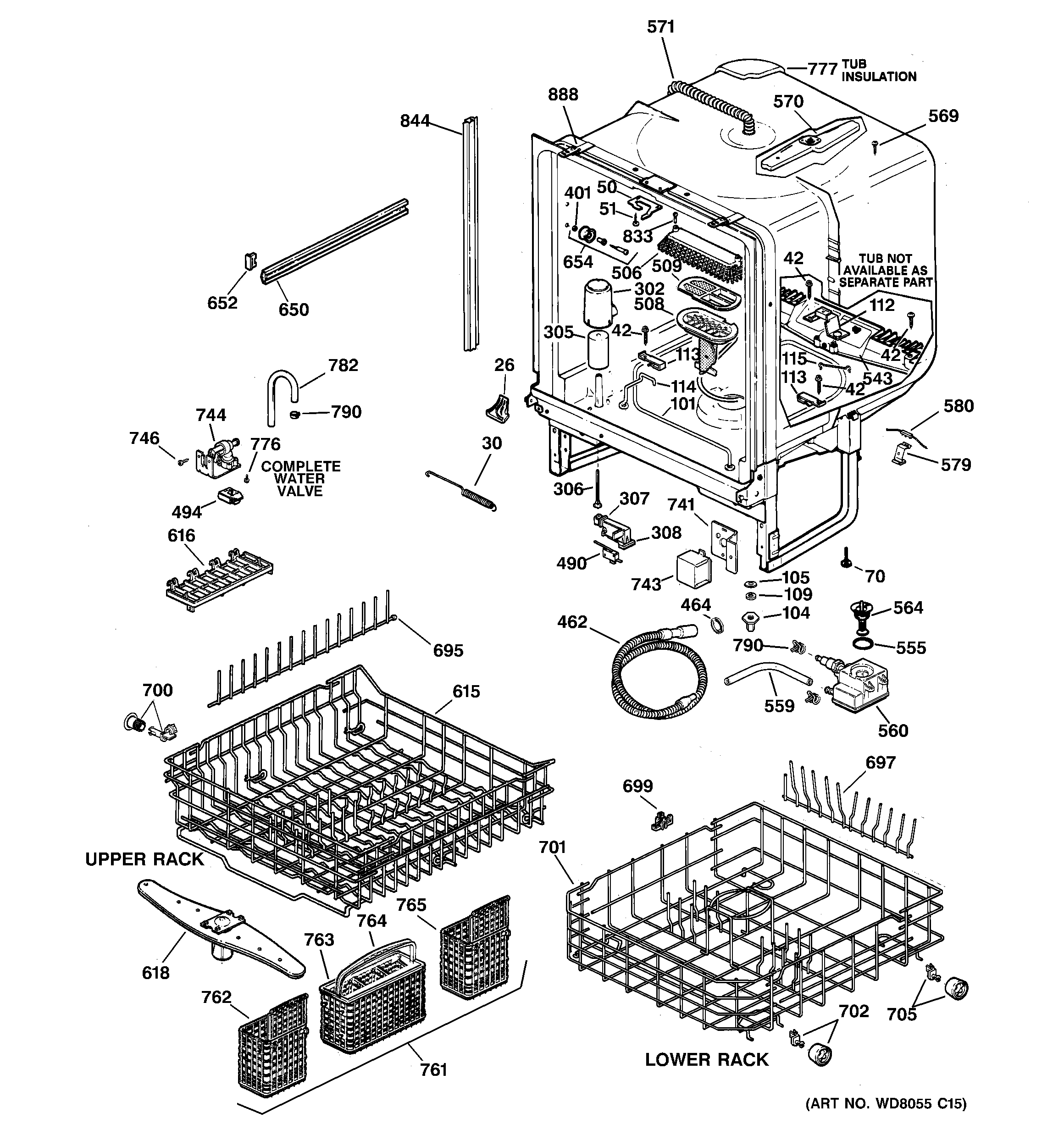 GE GSD5630D02WW body parts diagram