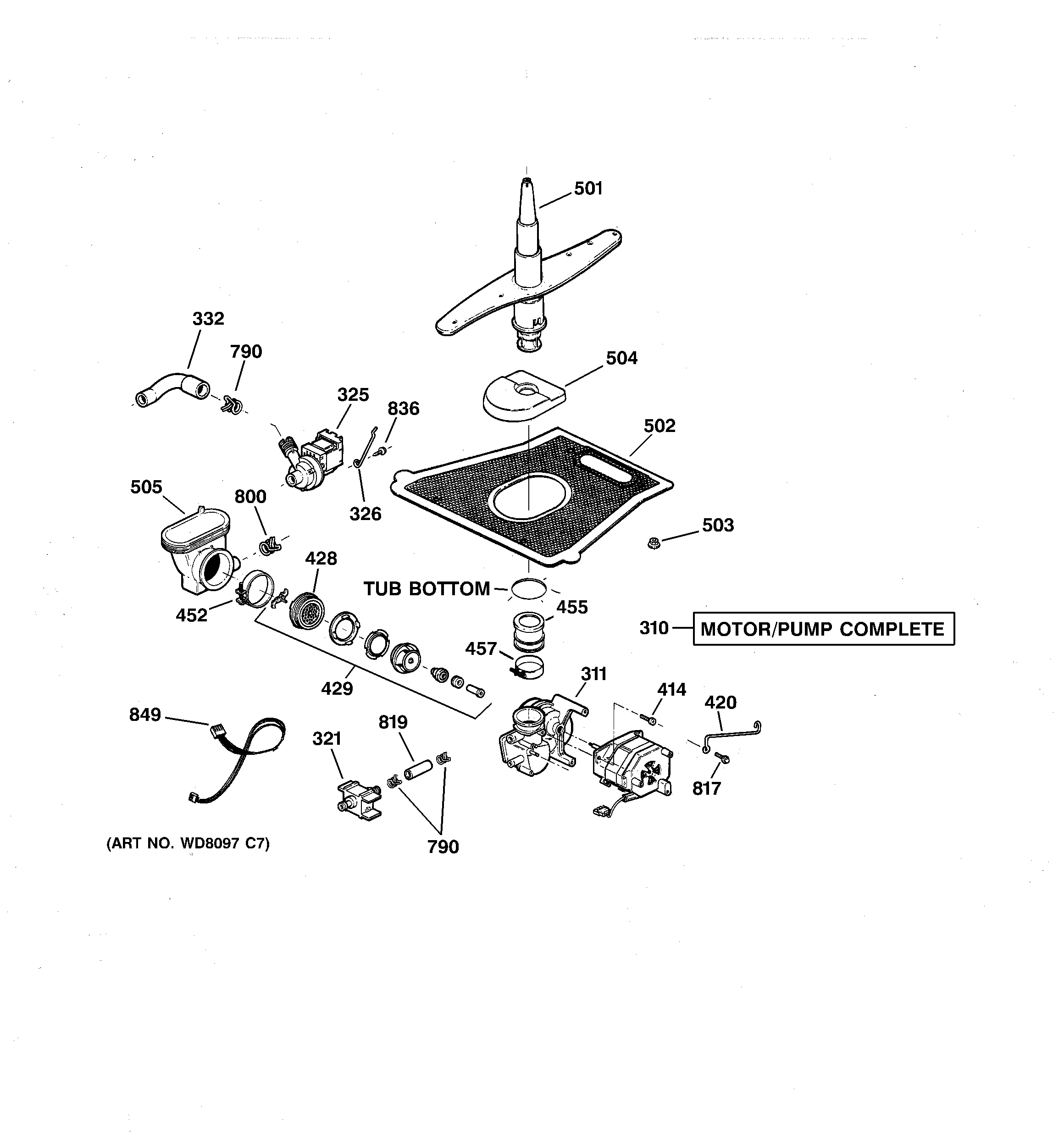GE GSD5630D02WW motor-pump mechanism diagram