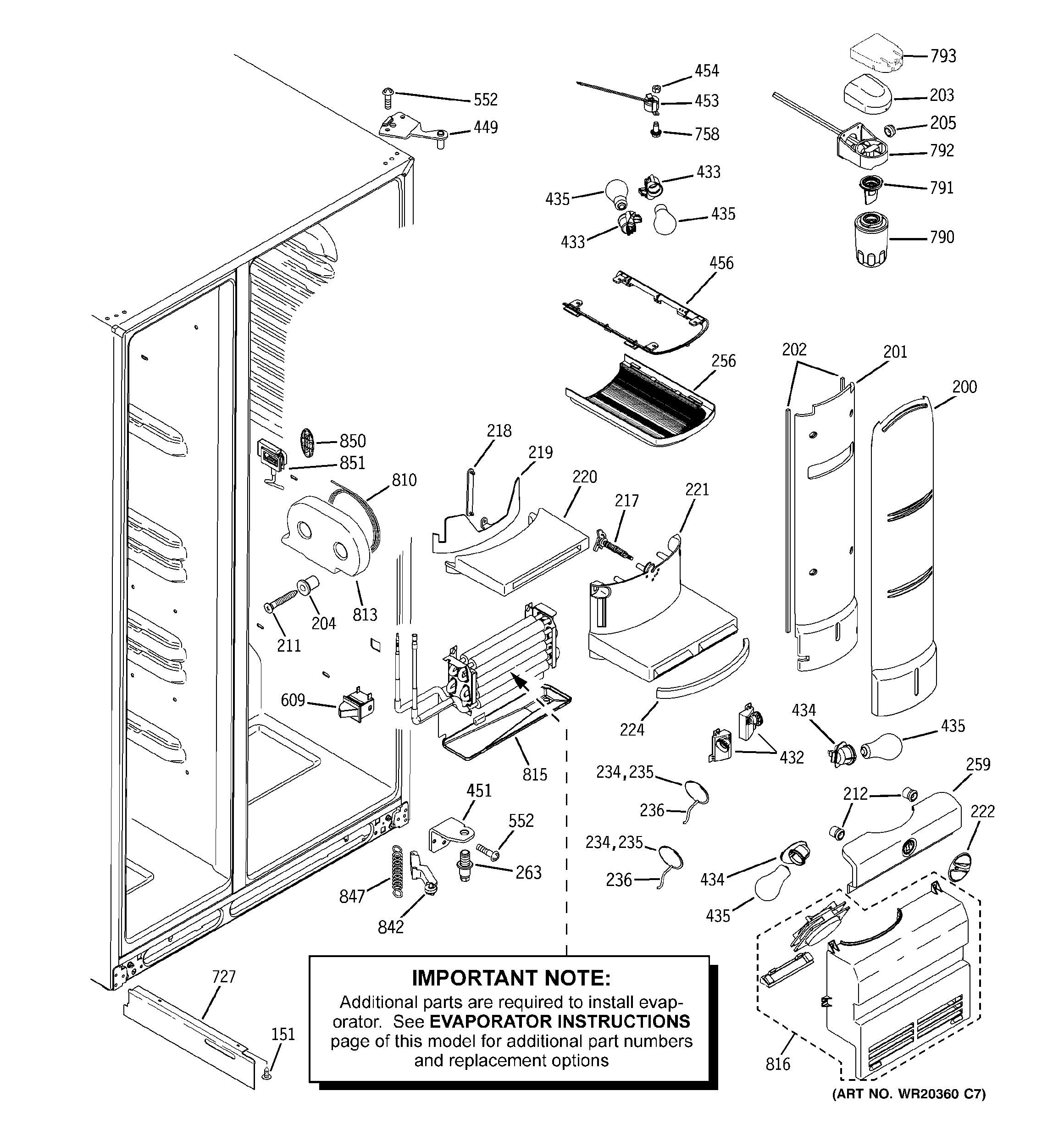 GE PHE25YGXAFWW fresh food section diagram