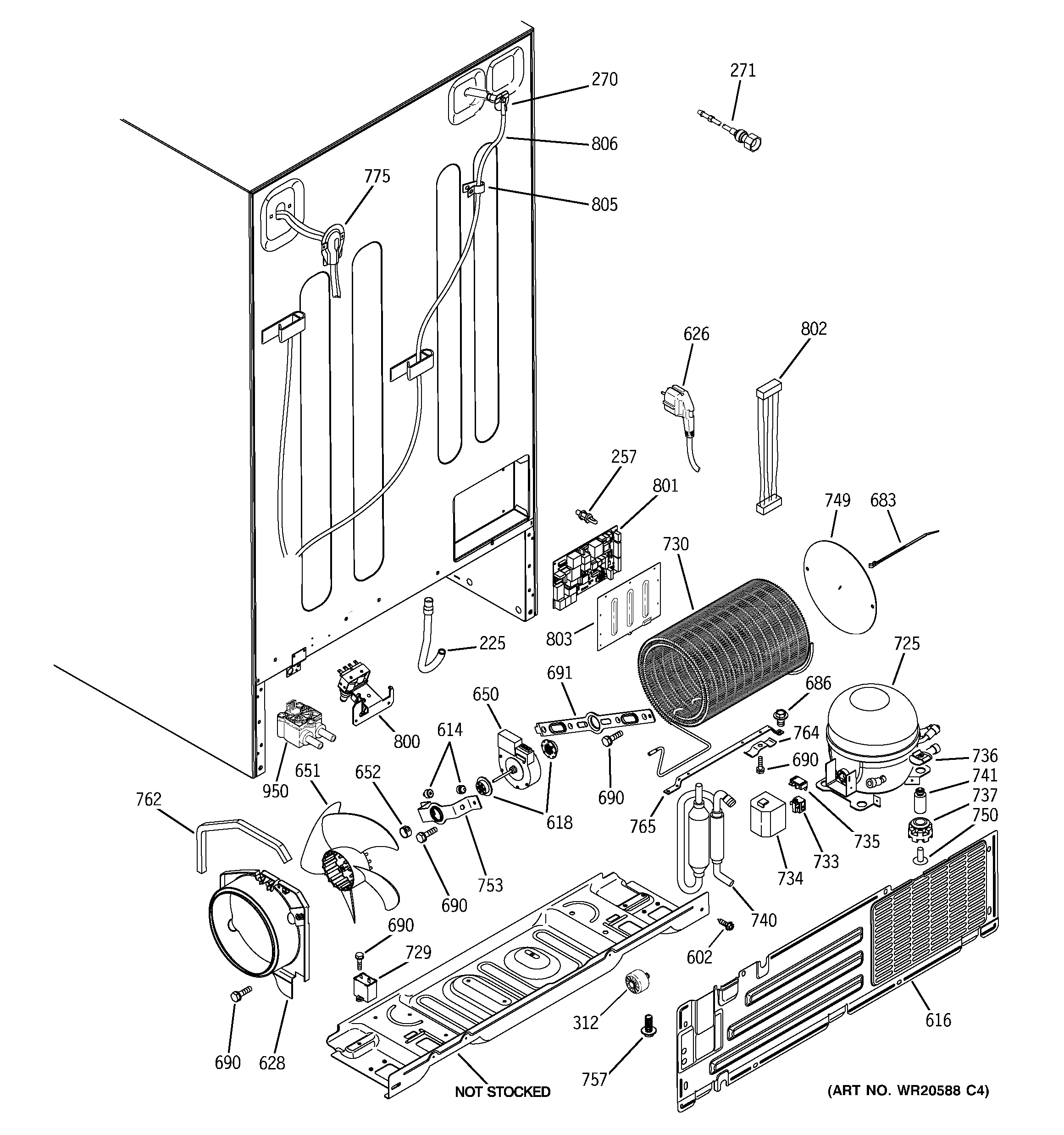 GE PSE27VGXAFWW sealed system & mother board diagram