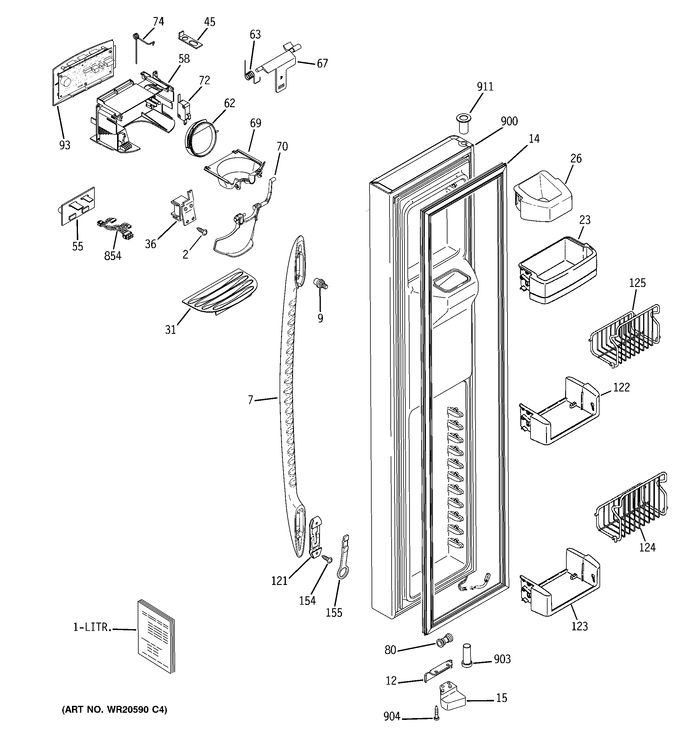 GE PSE27VHXATBB freezer door diagram