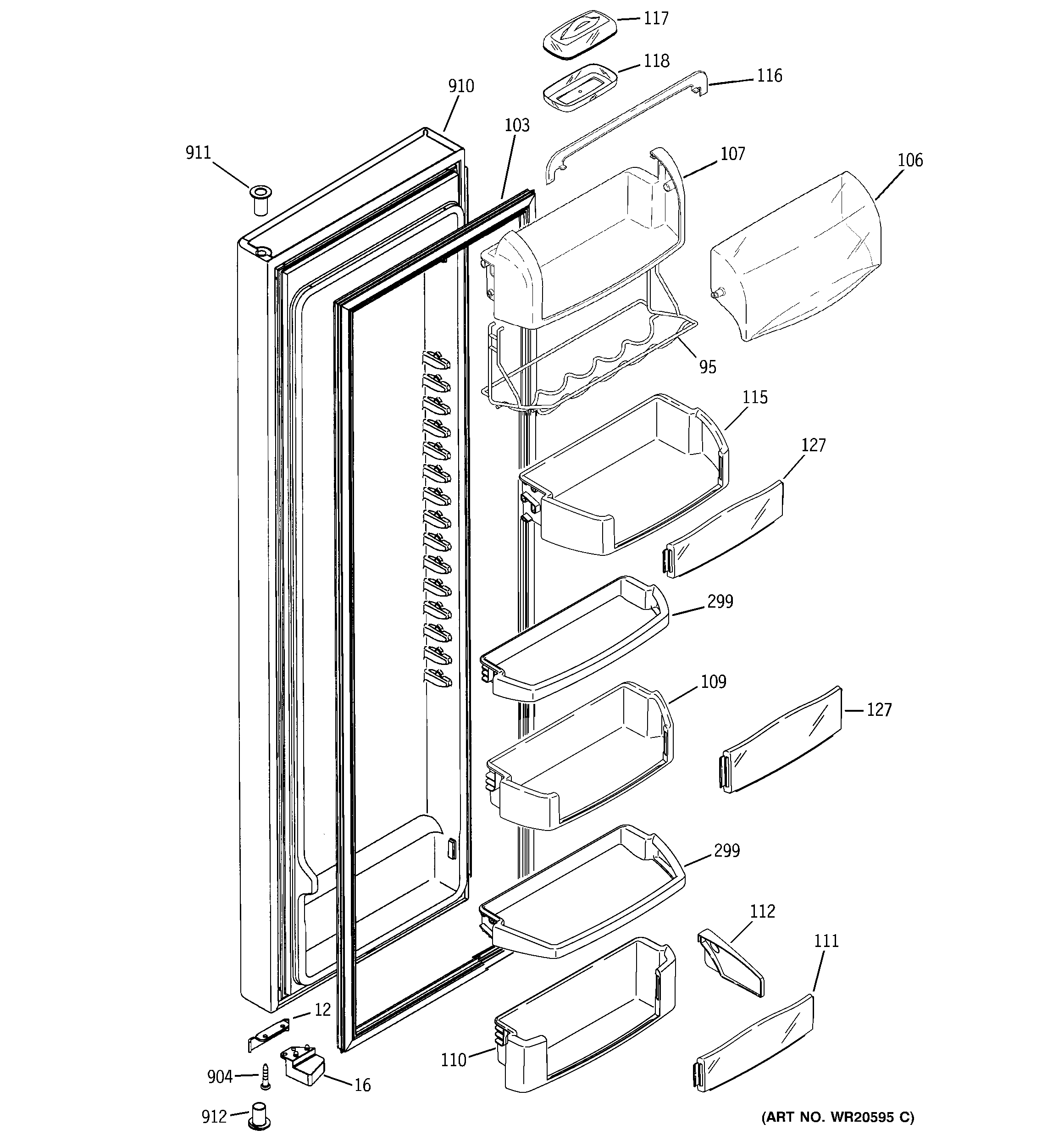 GE ZCE23NGTJFNB fresh food door diagram