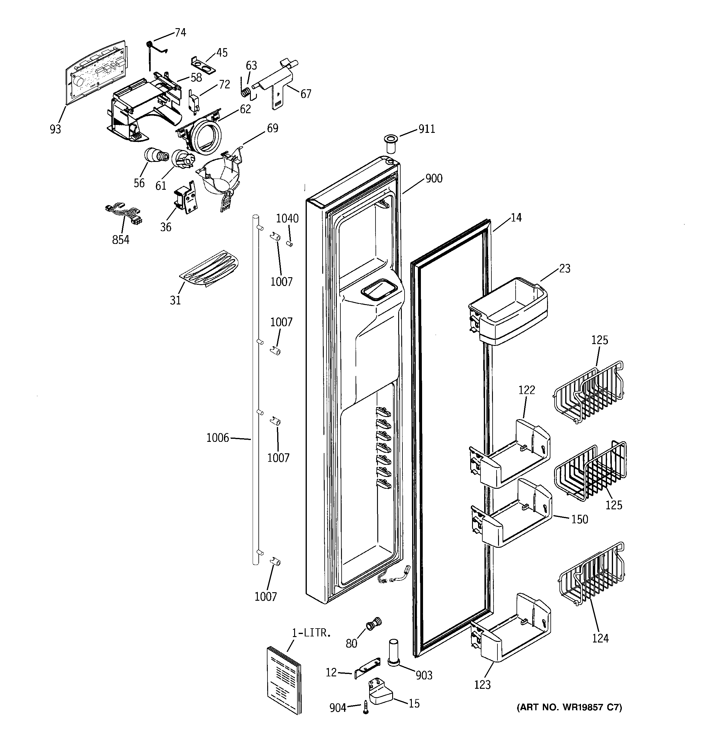 GE ZCE23SGTJSS freezer door diagram