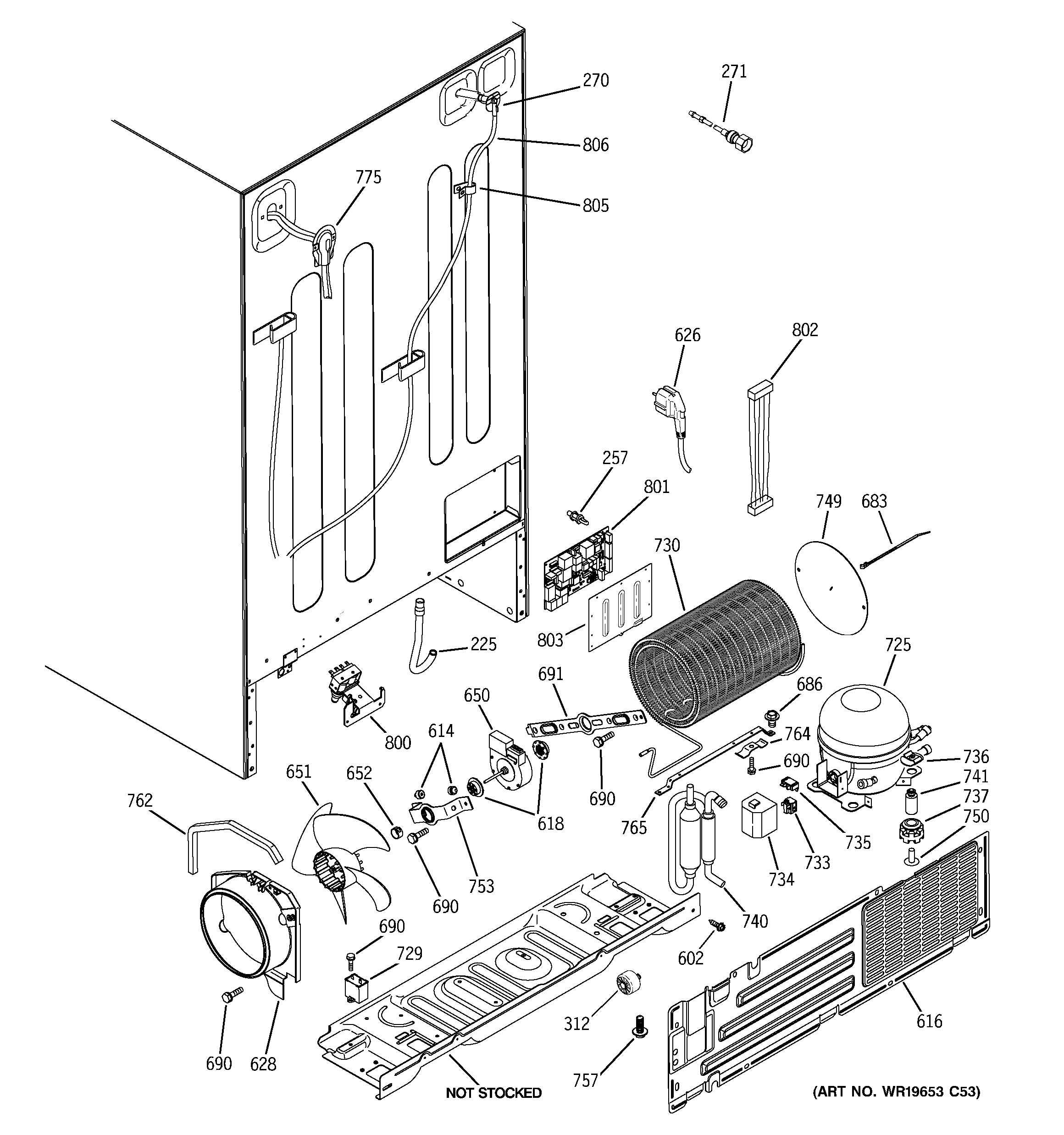 GE ZCE23SGTJSS sealed system & mother board diagram
