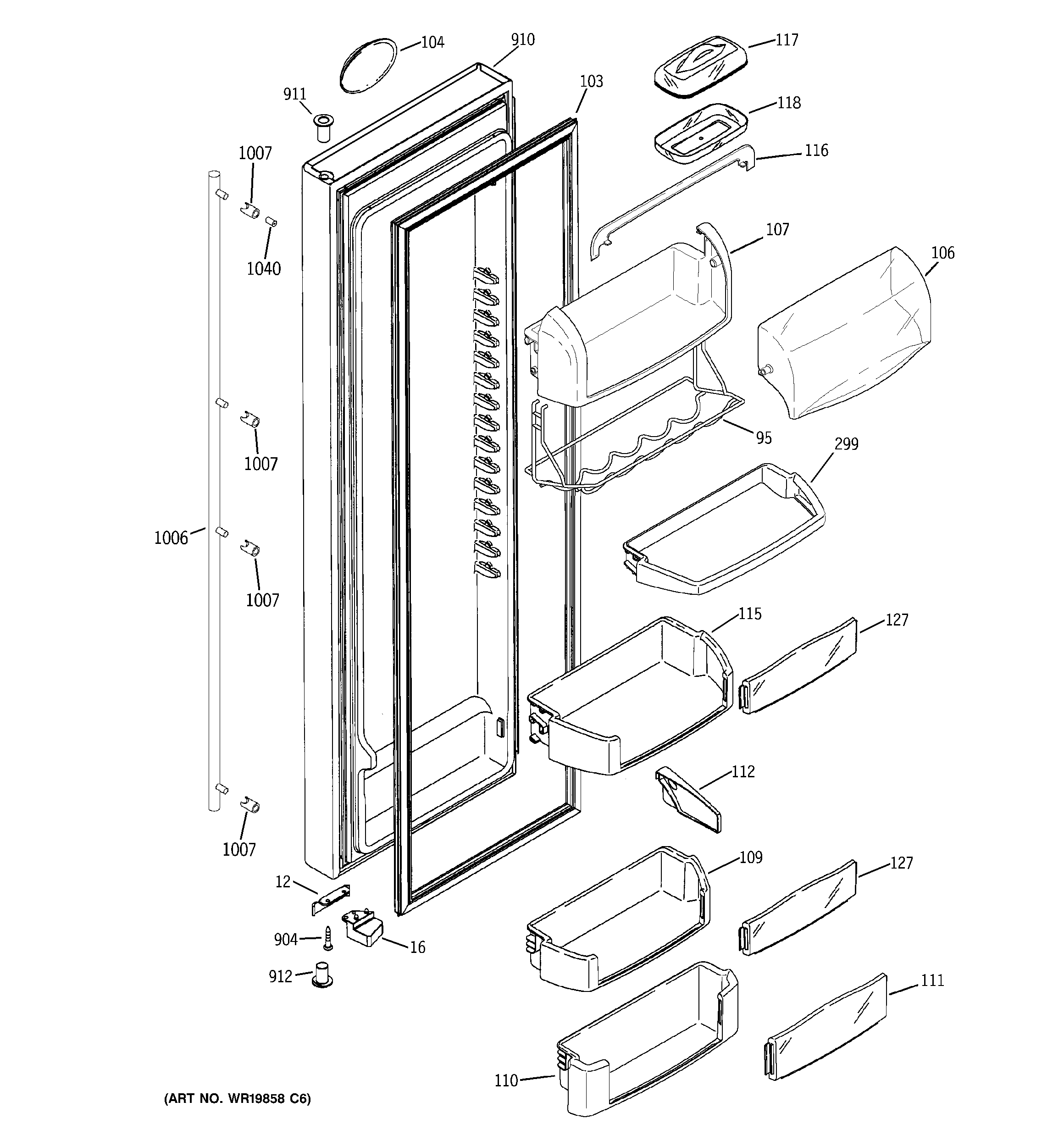 GE ZCE23SGTJSS fresh food door diagram