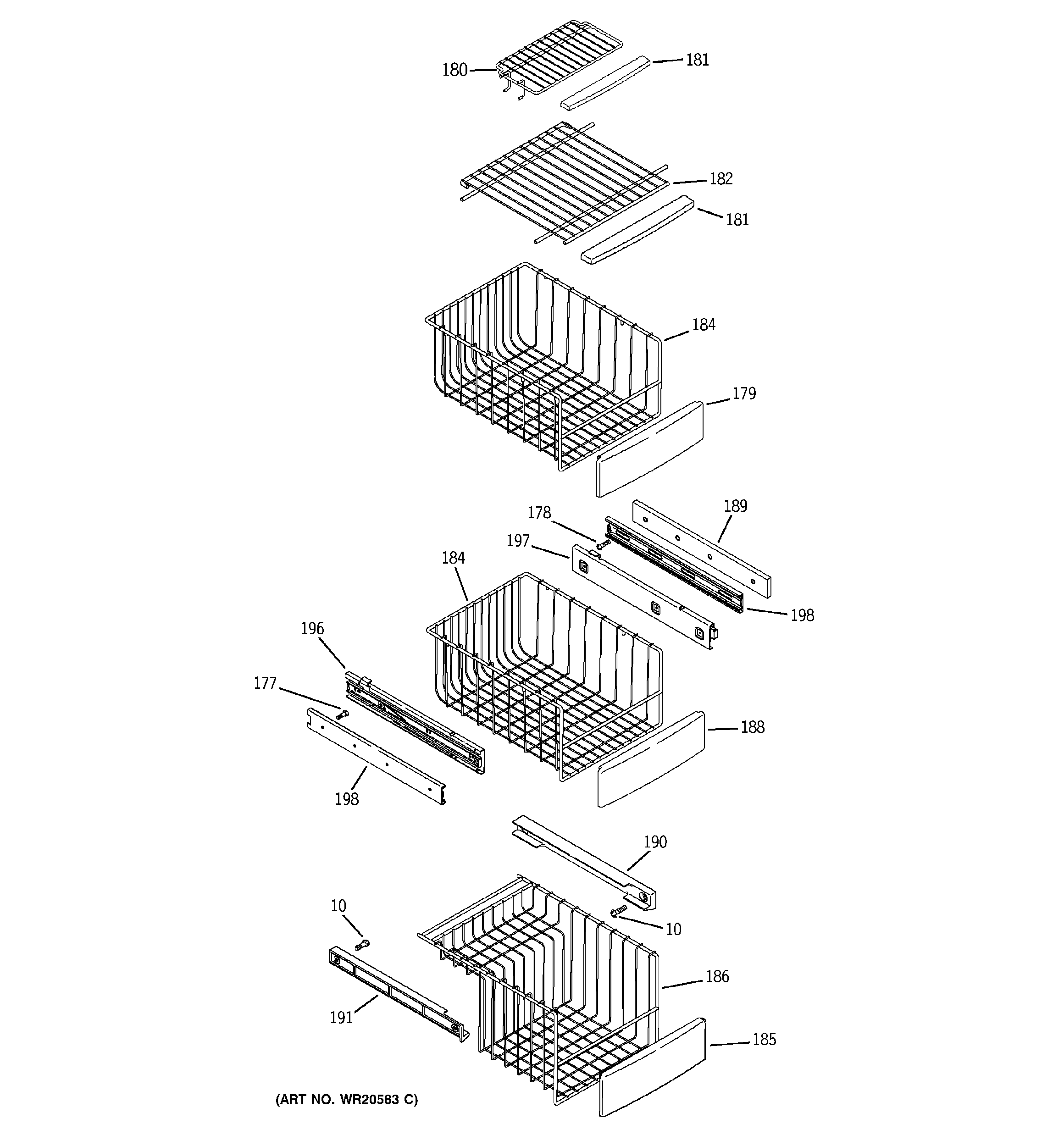 GE ZCE23SGTJSS freezer shelves diagram
