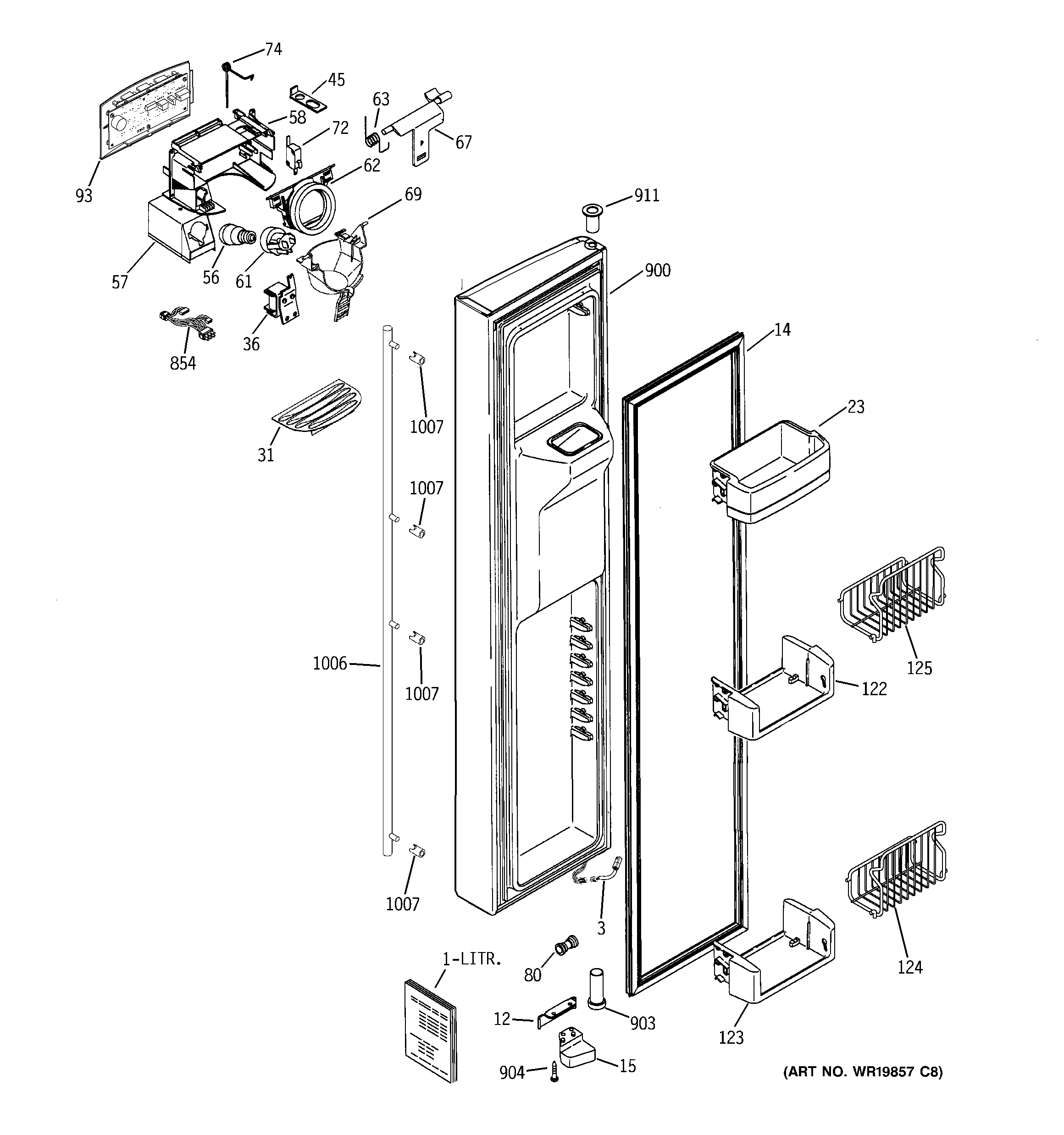 GE ZSE27SGWISS freezer door diagram