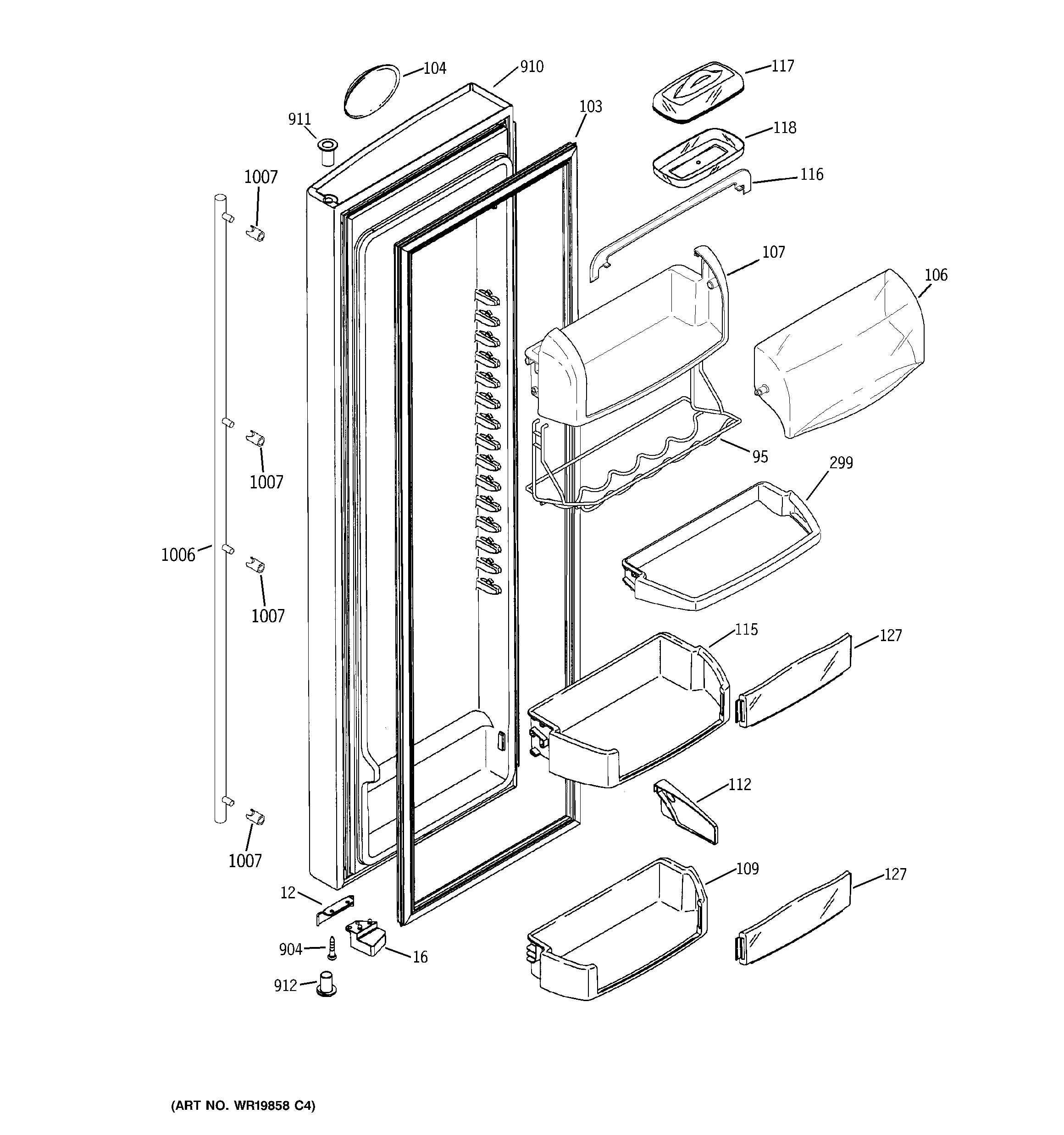 GE ZSE27SGWISS fresh food door diagram