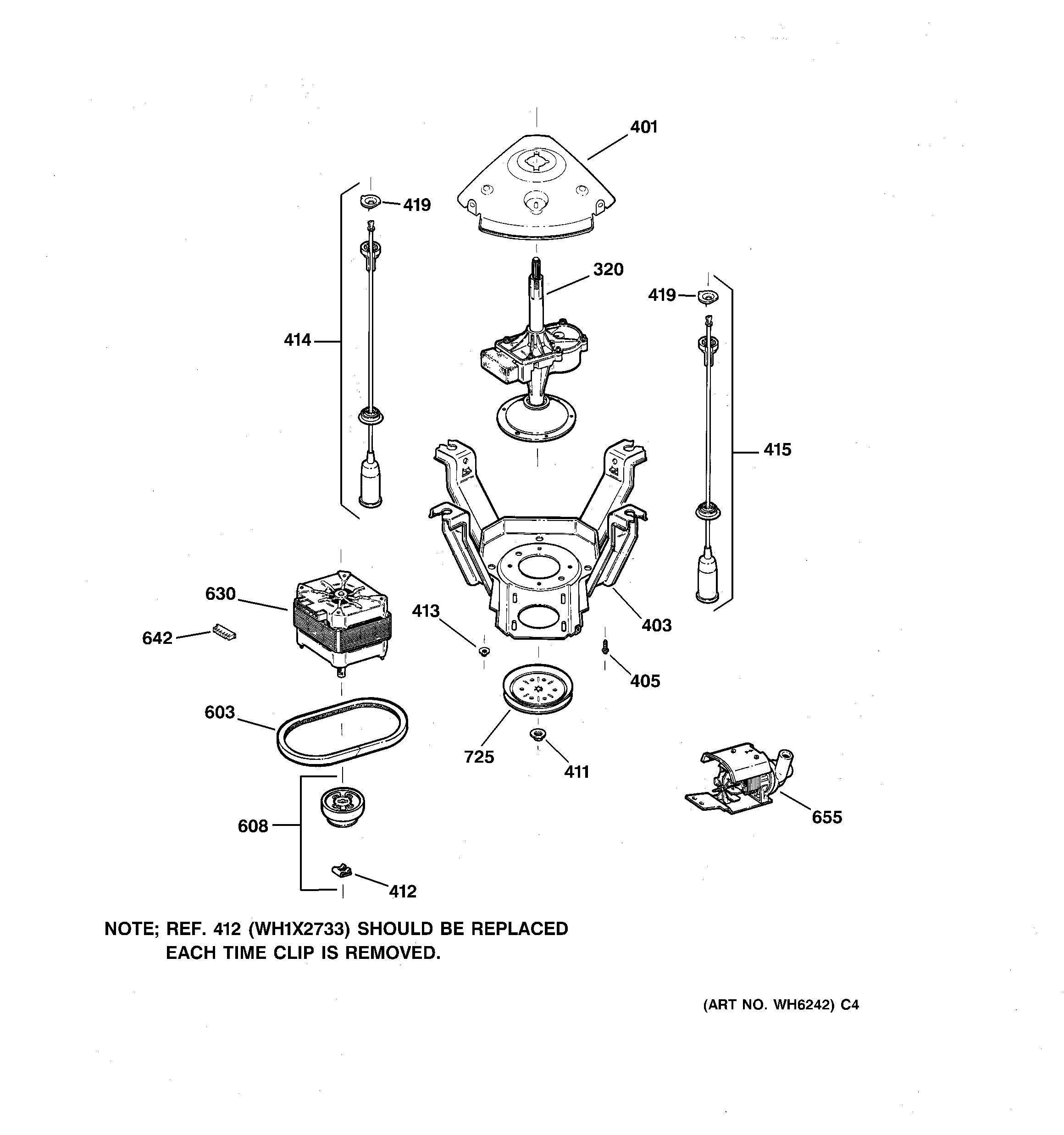 GE GNSR2090T9WW suspension, pump & drive components diagram