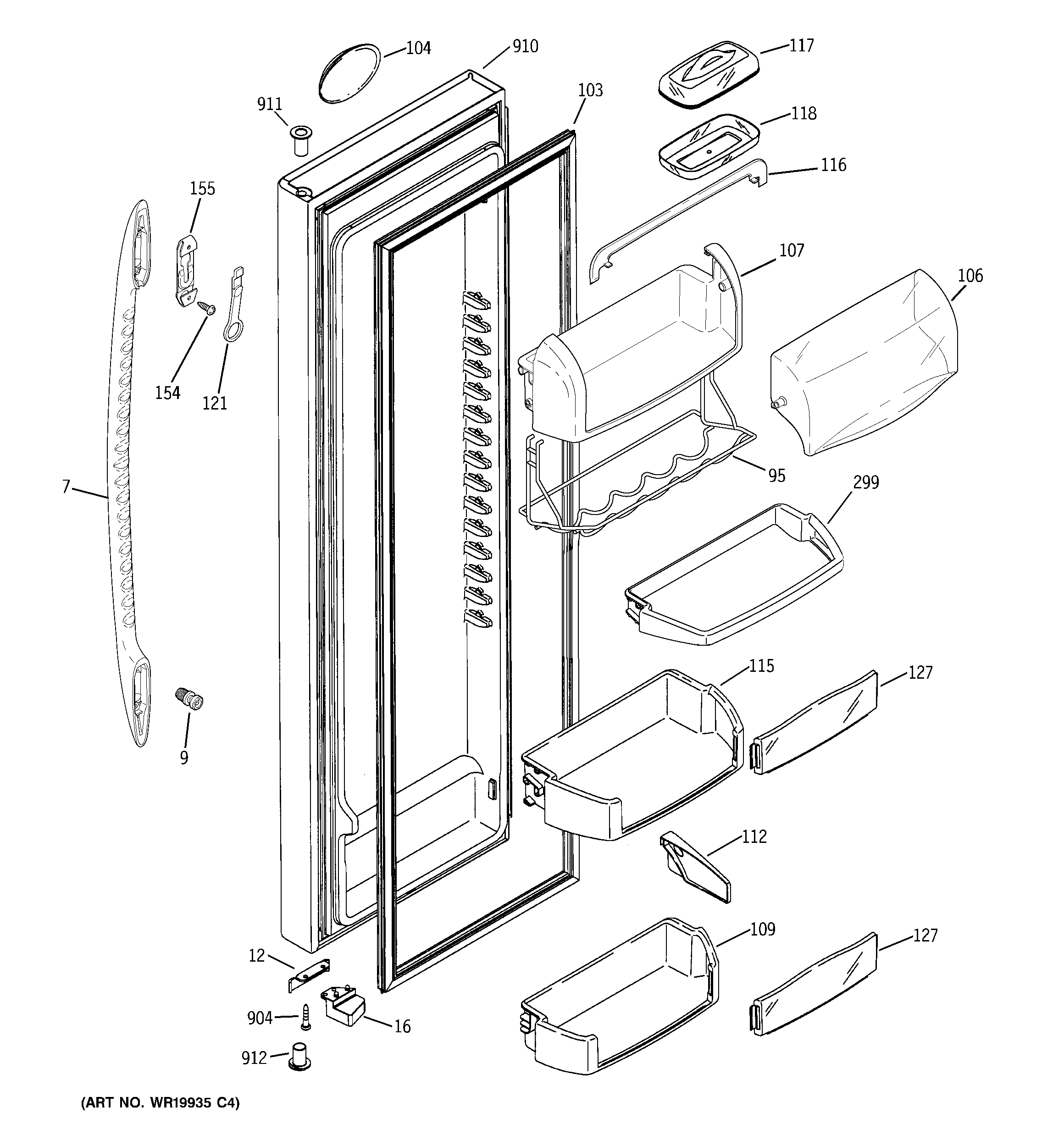 GE PSK27MGWICCC fresh food door diagram
