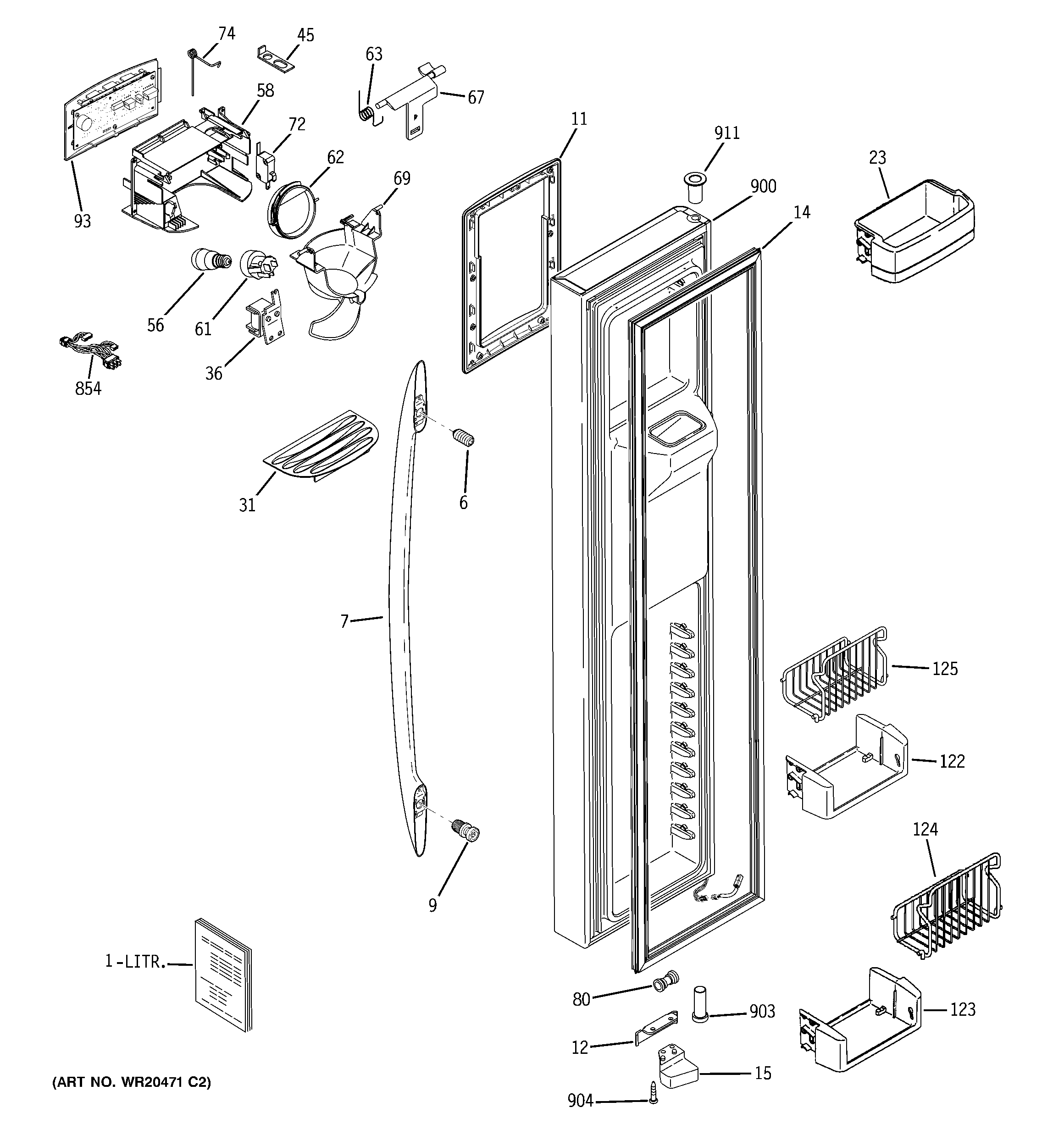 GE PSK27SGWICSS freezer door diagram