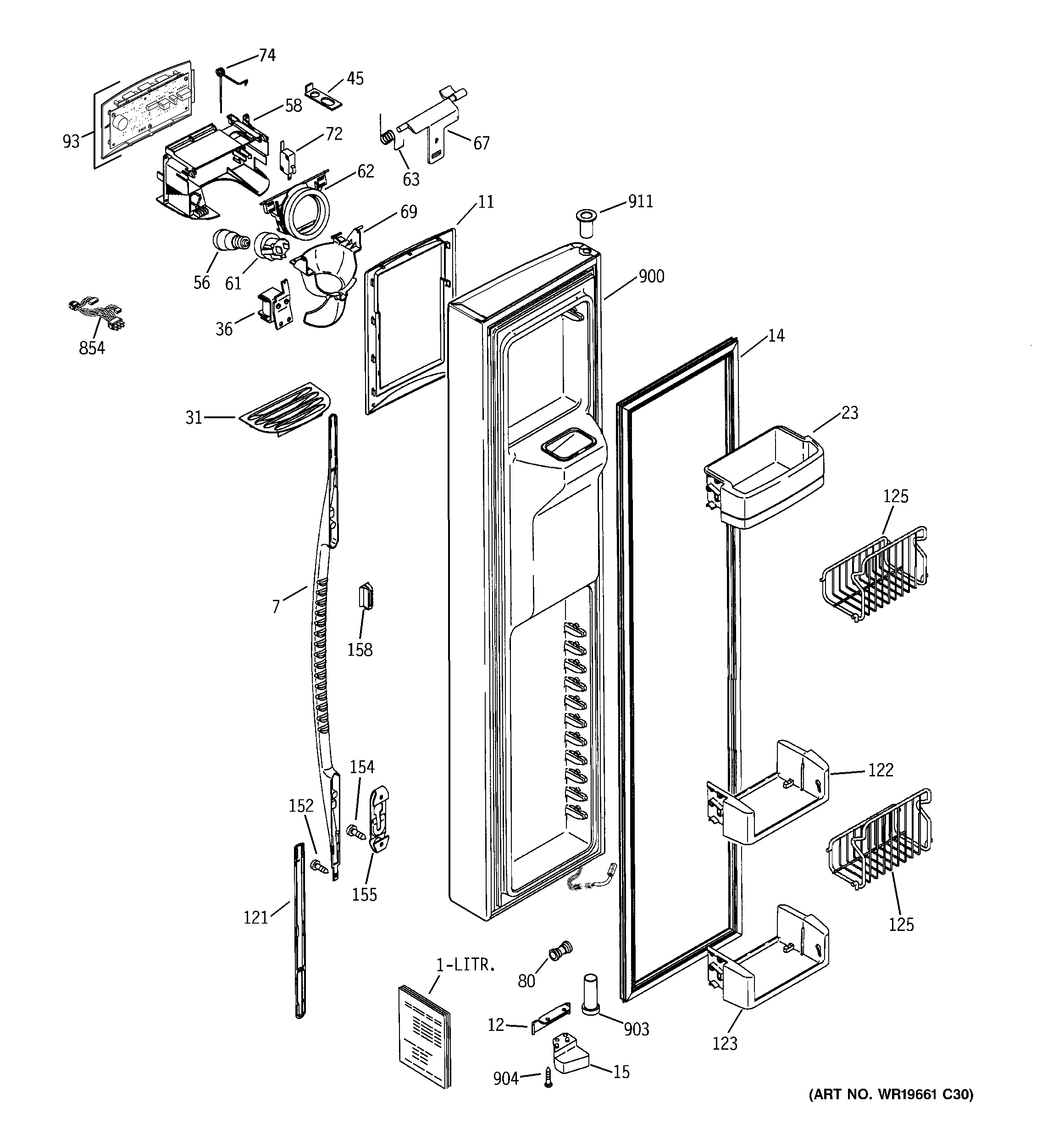 GE PSX29NHXDCWW freezer door diagram