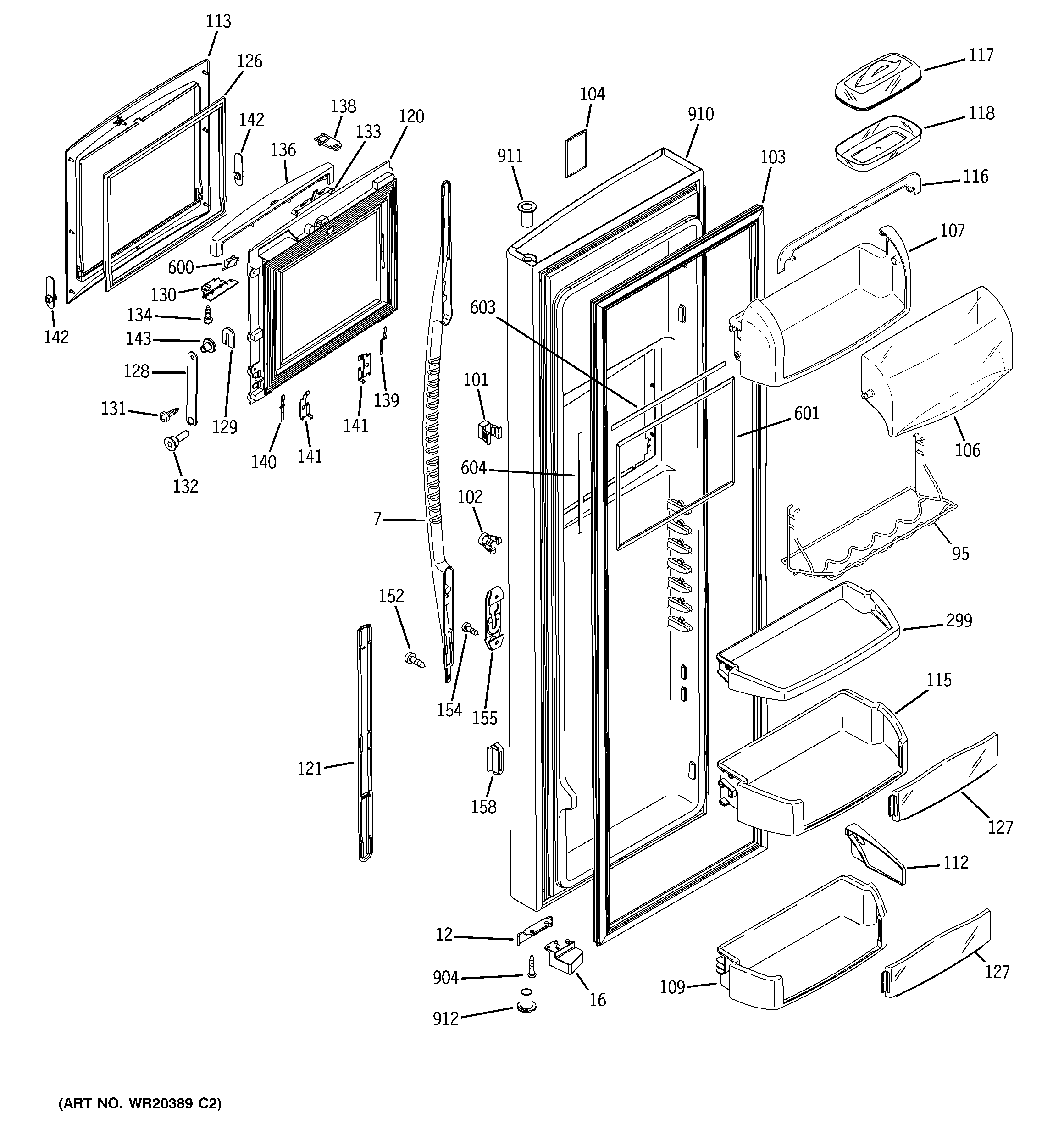 GE PSX29NHXDCWW fresh food door diagram