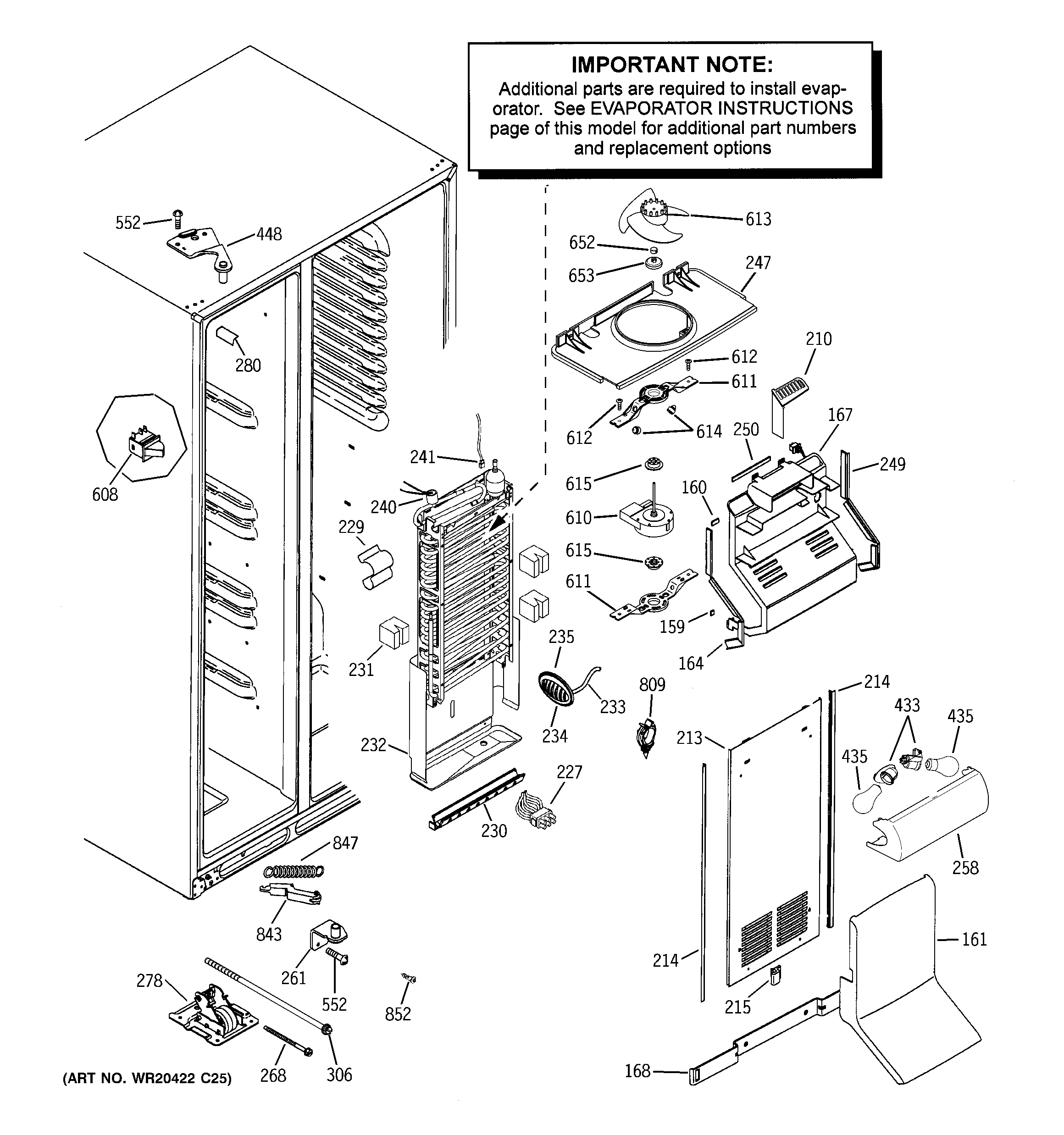 GE ZHE25NGTJFNB freezer section diagram