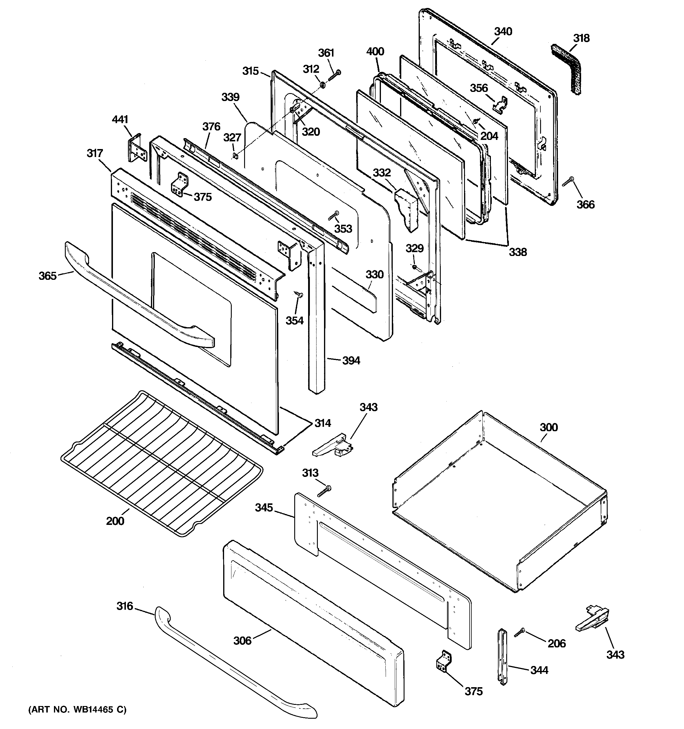 Hotpoint RGB790SEHDSA door & drawer parts diagram