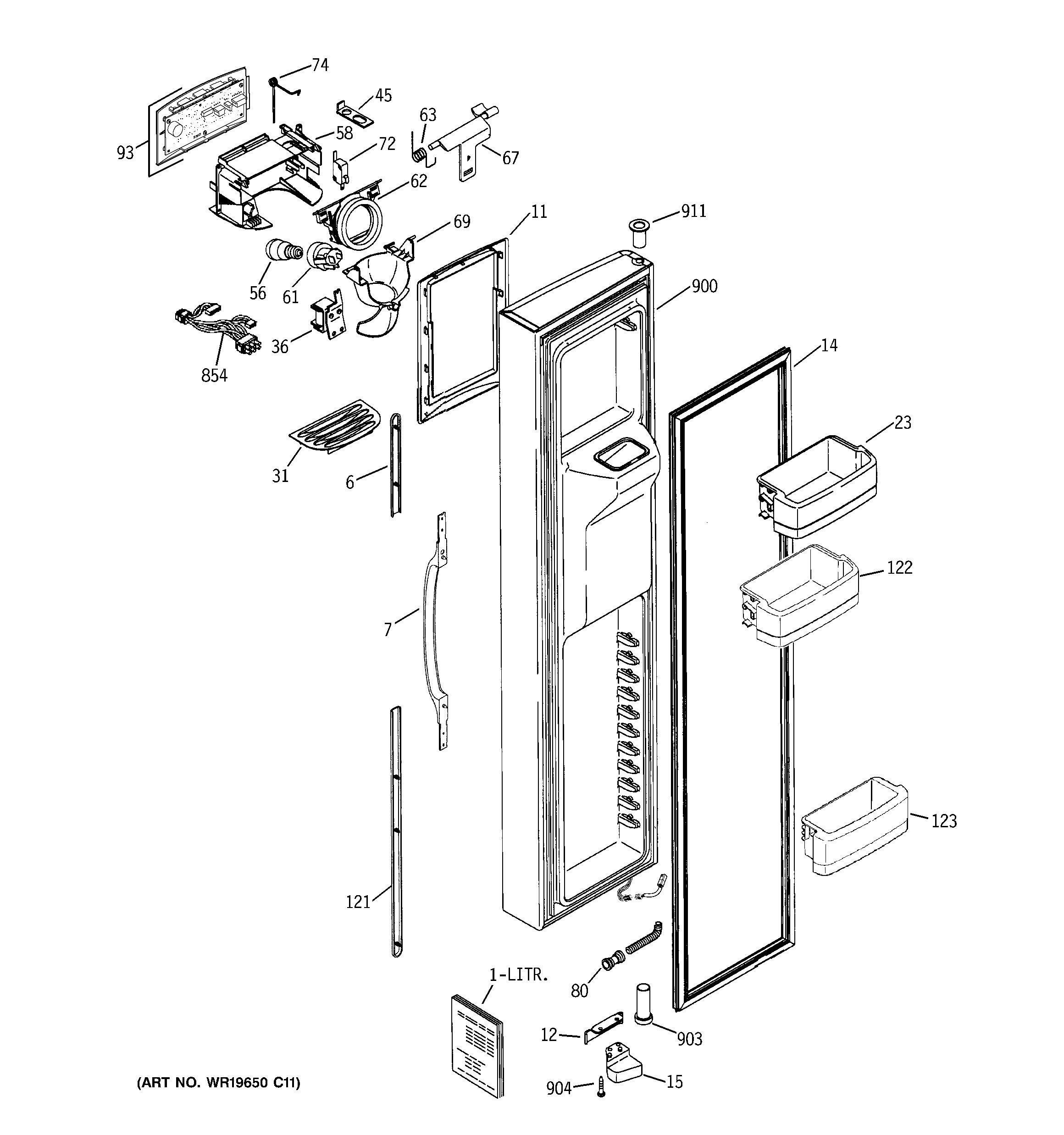Hotpoint HSK27MGWICCC freezer door diagram