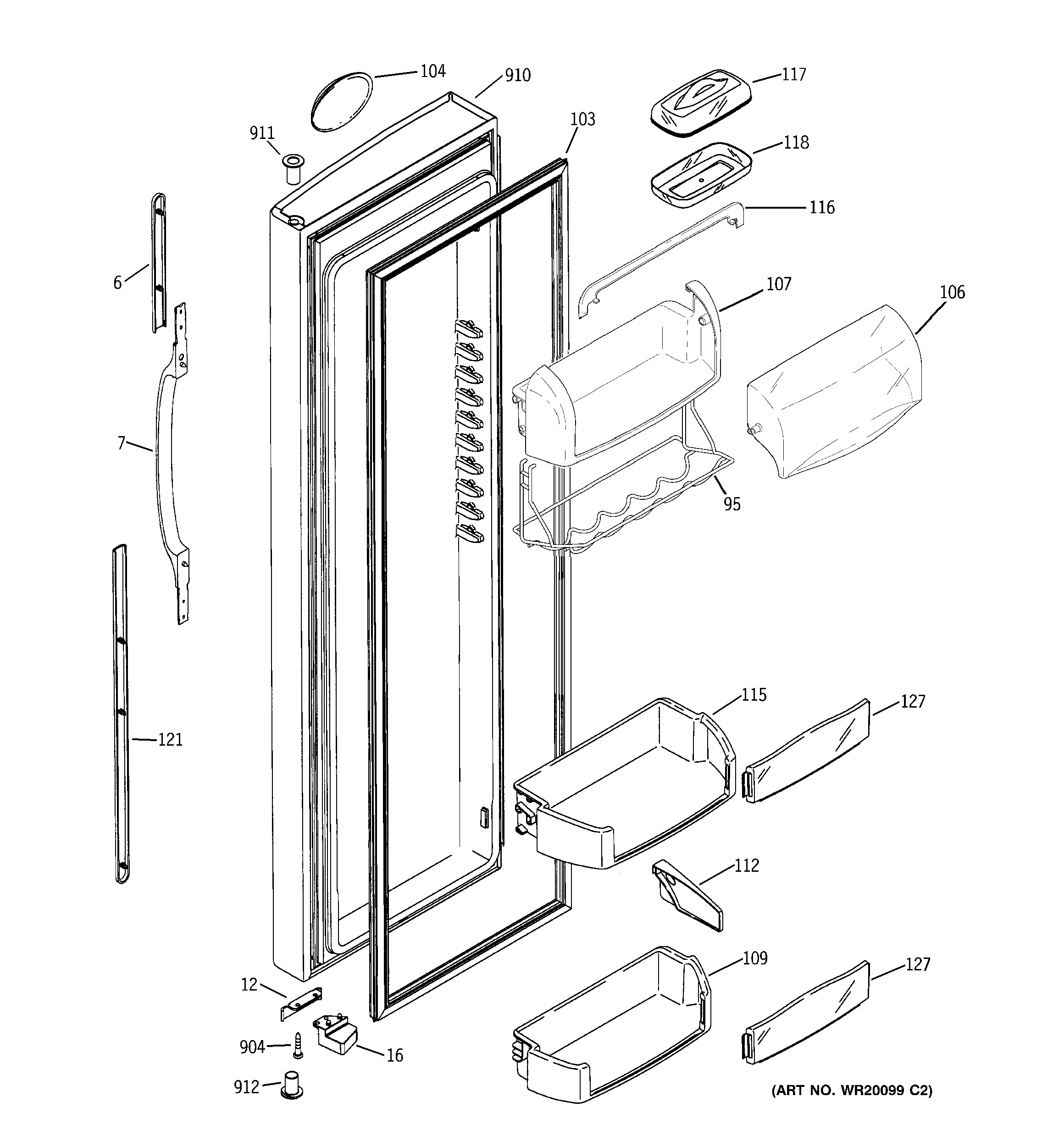 Hotpoint HSK27MGWICCC fresh food door diagram