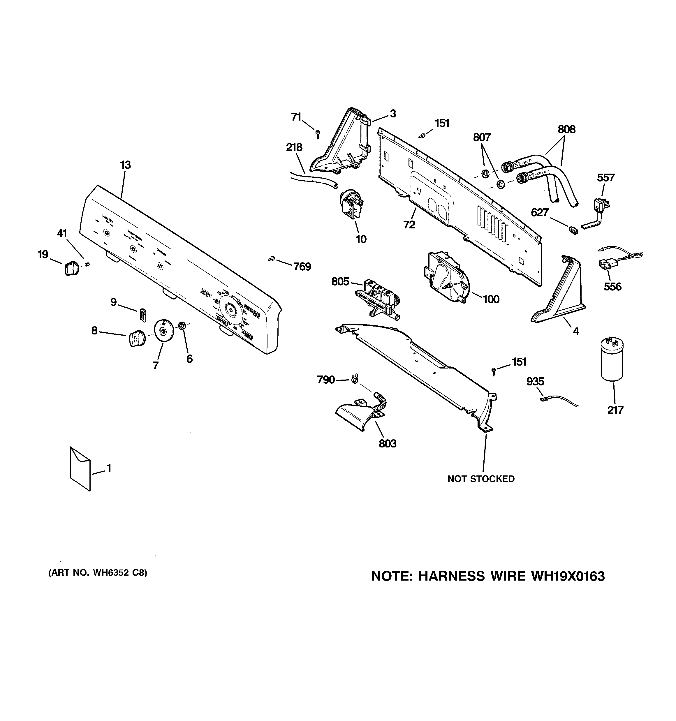 Hotpoint VVSR1030H6WO controls & backsplash diagram