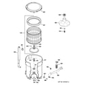GE WCRE6270K1WW tub, basket & agitator diagram