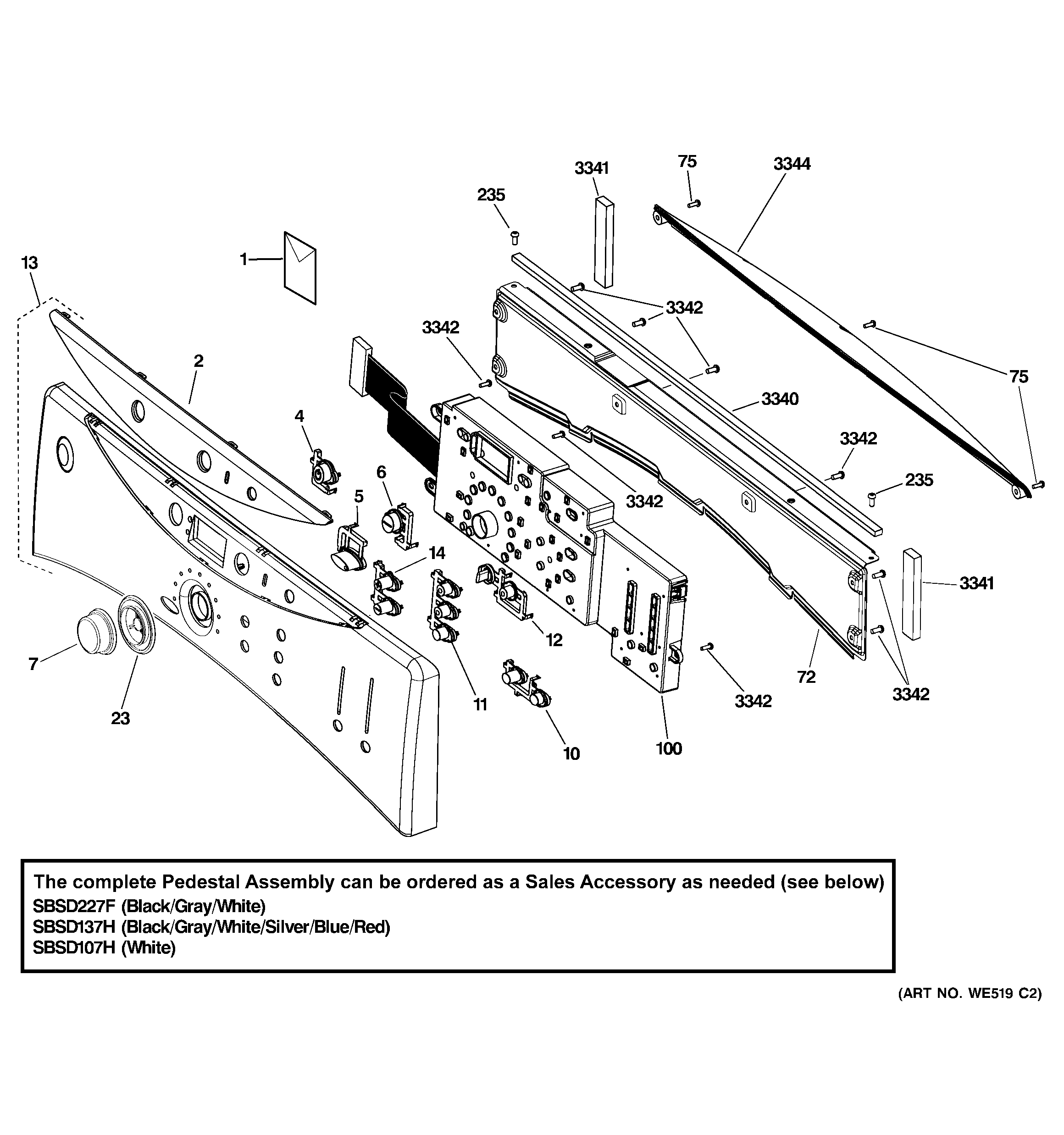 GE DCVH680GJ2WW controls & backsplash diagram