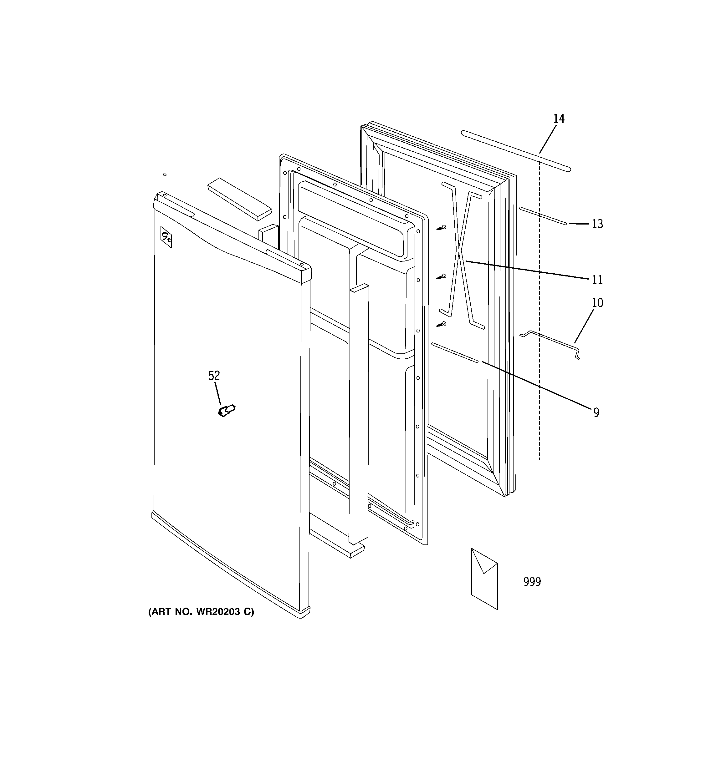 GE SFR03BAPABB door diagram