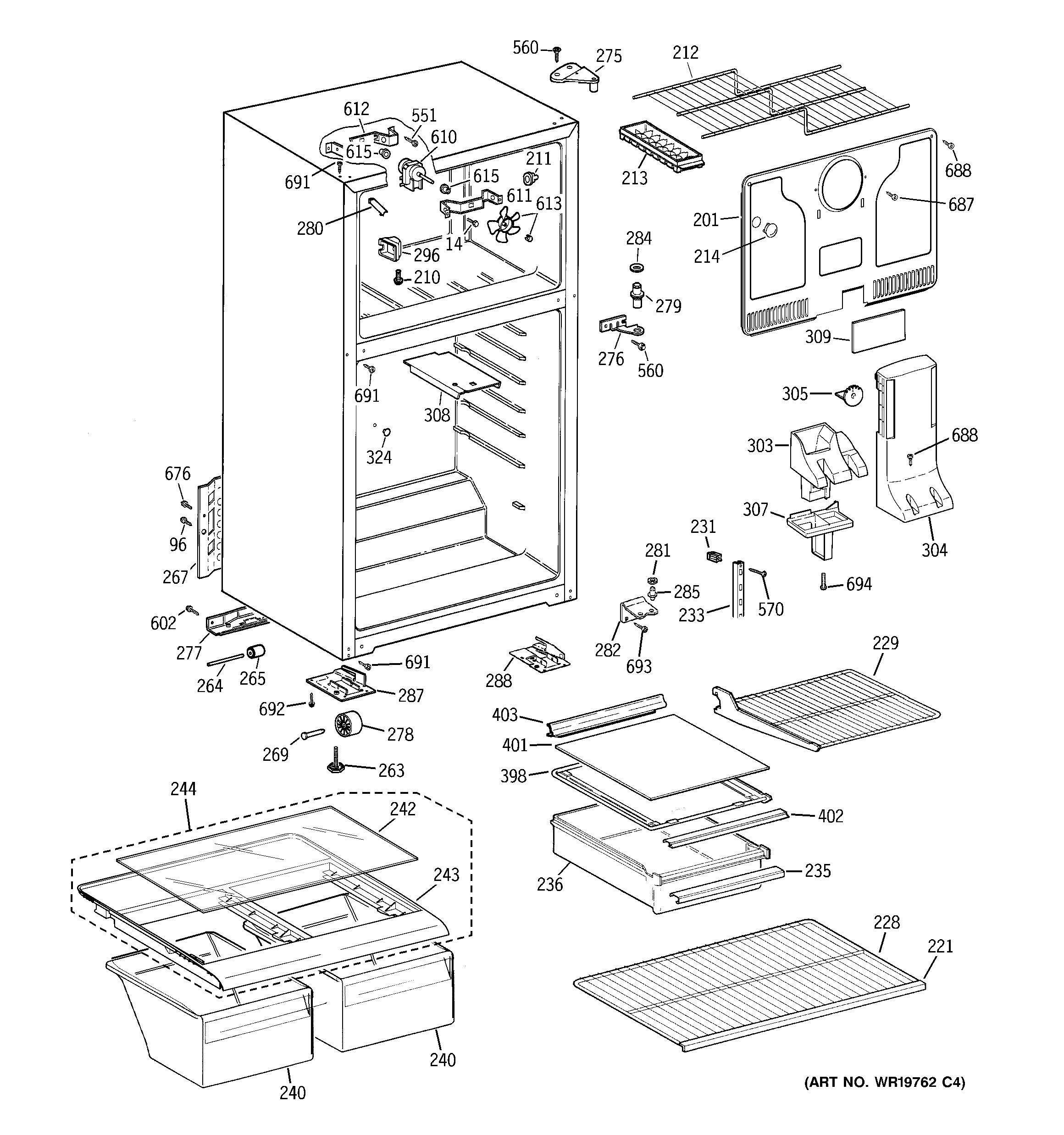 GE CTS18FBSDLWW cabinet diagram