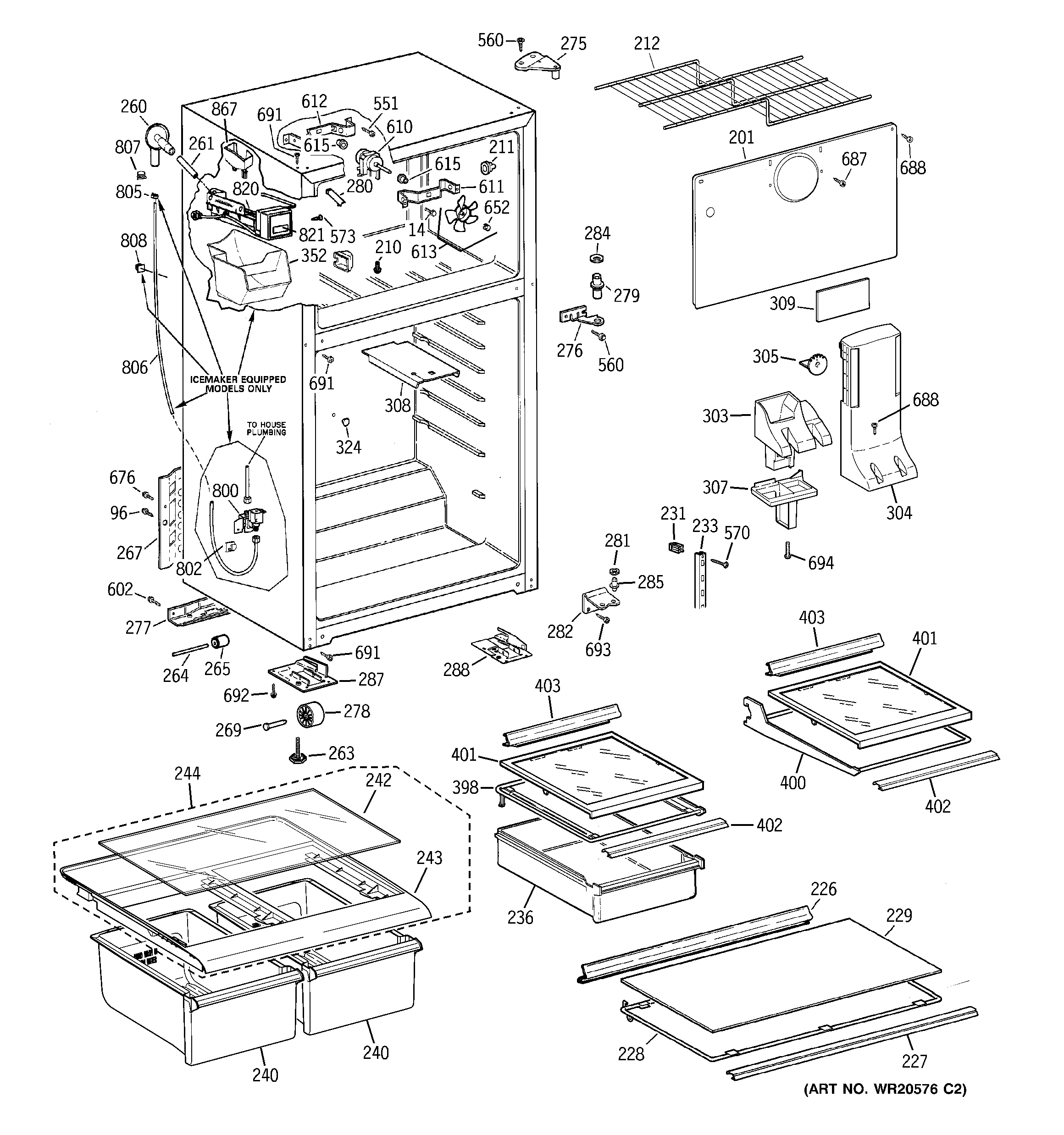 GE GTS18ECTDRBB cabinet diagram
