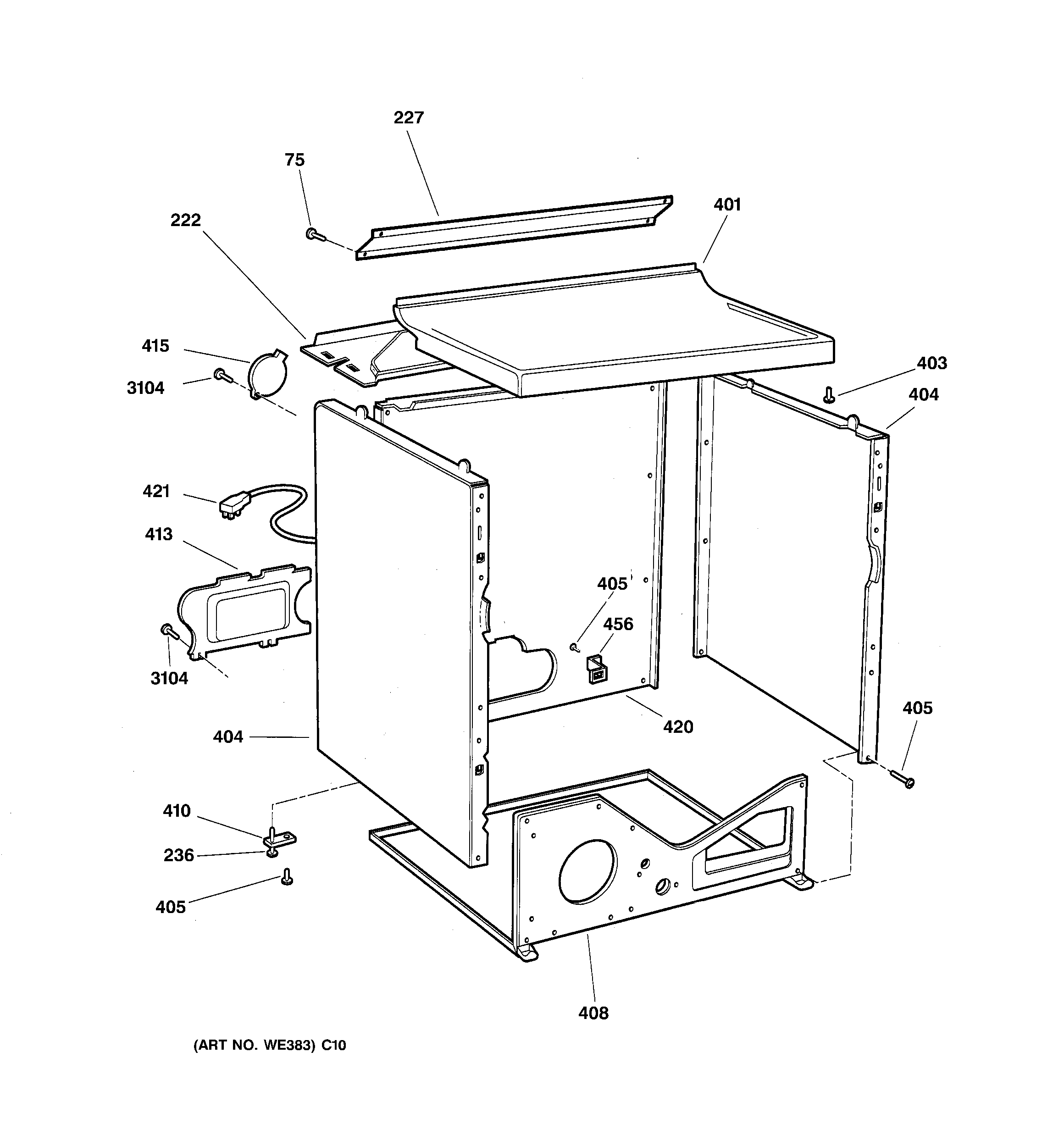 GE DPSQ475GT5WW cabinet diagram