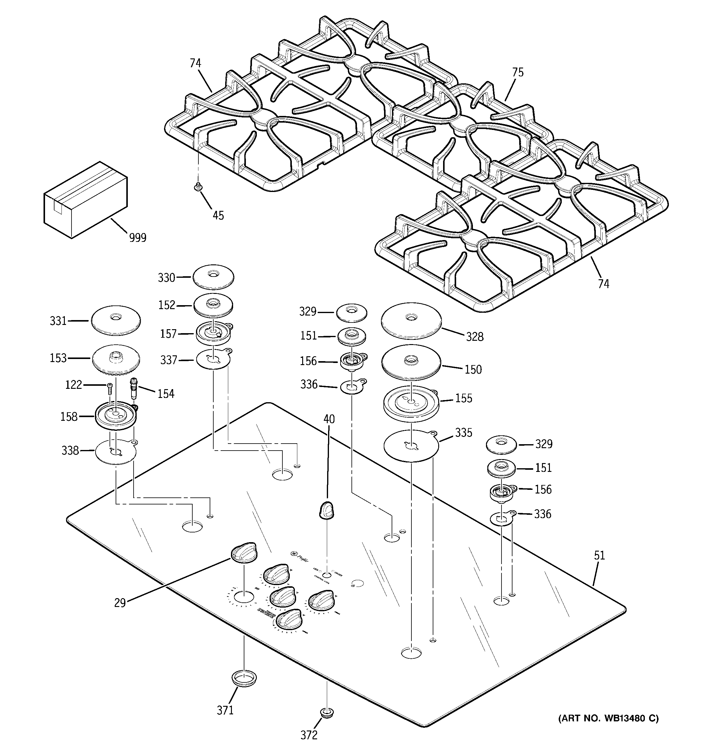 GE JGP970KEK1CC control panel & cooktop diagram