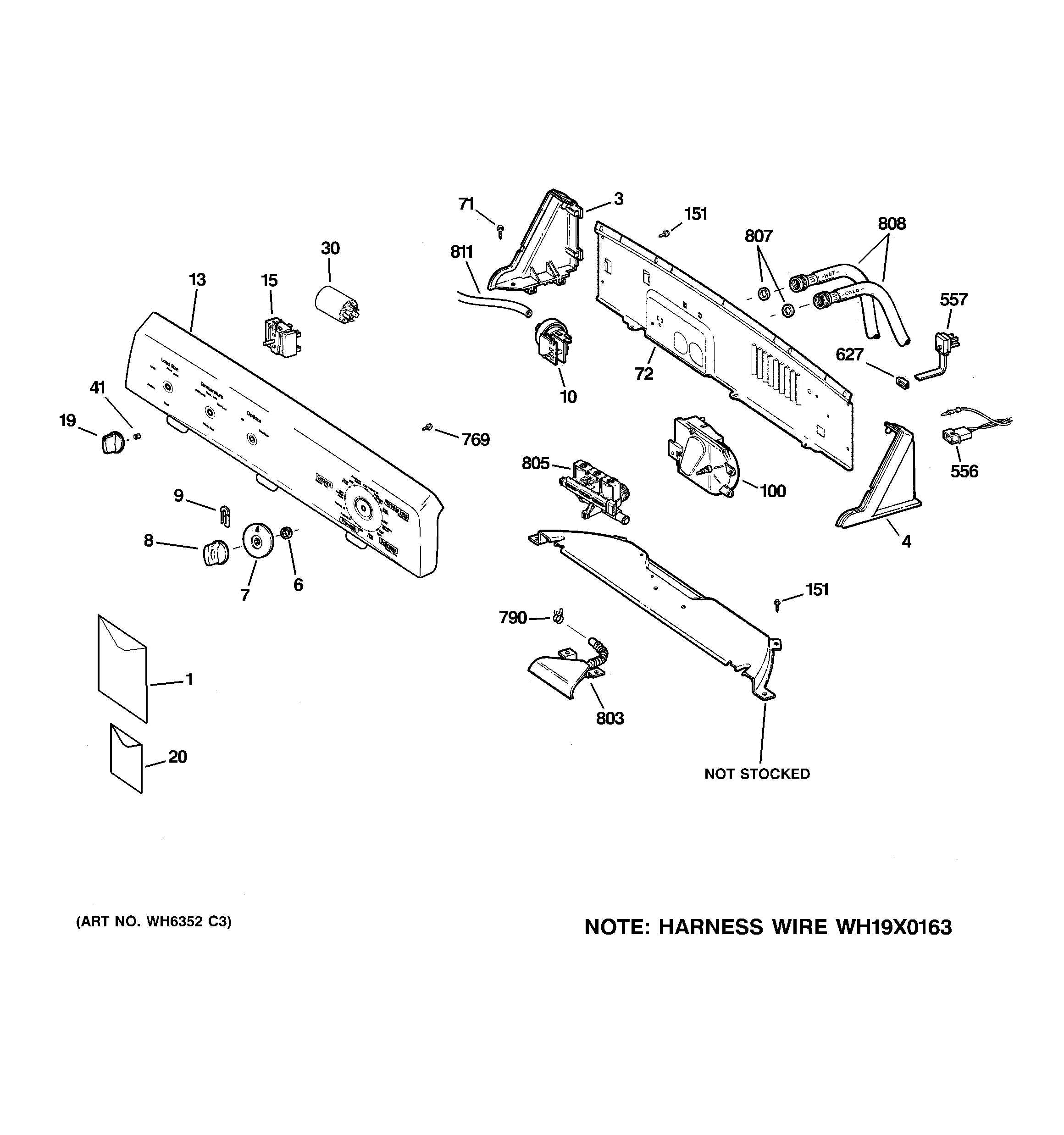 Hotpoint VBSR3100G2WW controls & backsplash diagram