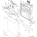 GE GDWT160R00SS escutcheon & door assembly diagram