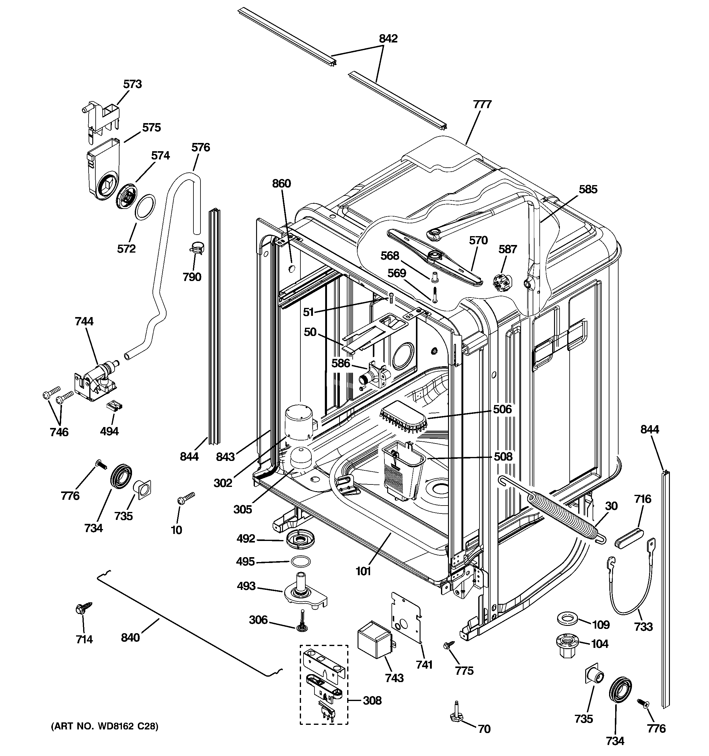GE GDWT100R00BB body parts diagram