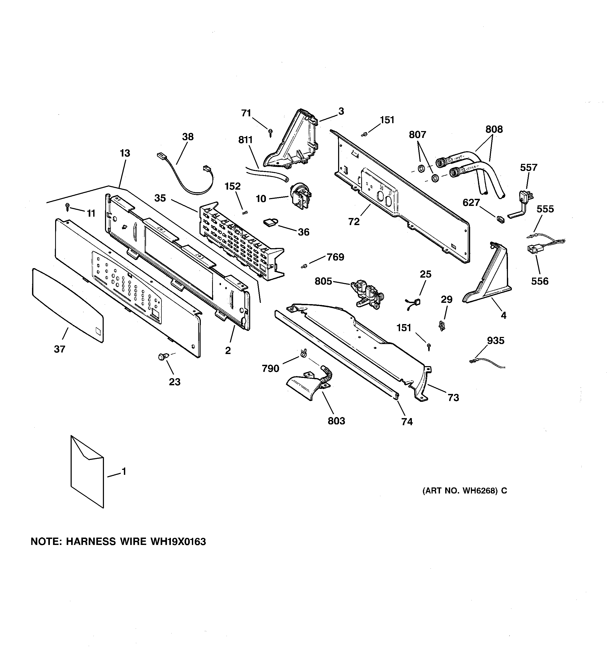 GE WPSE7003A0AA controls & backsplash diagram