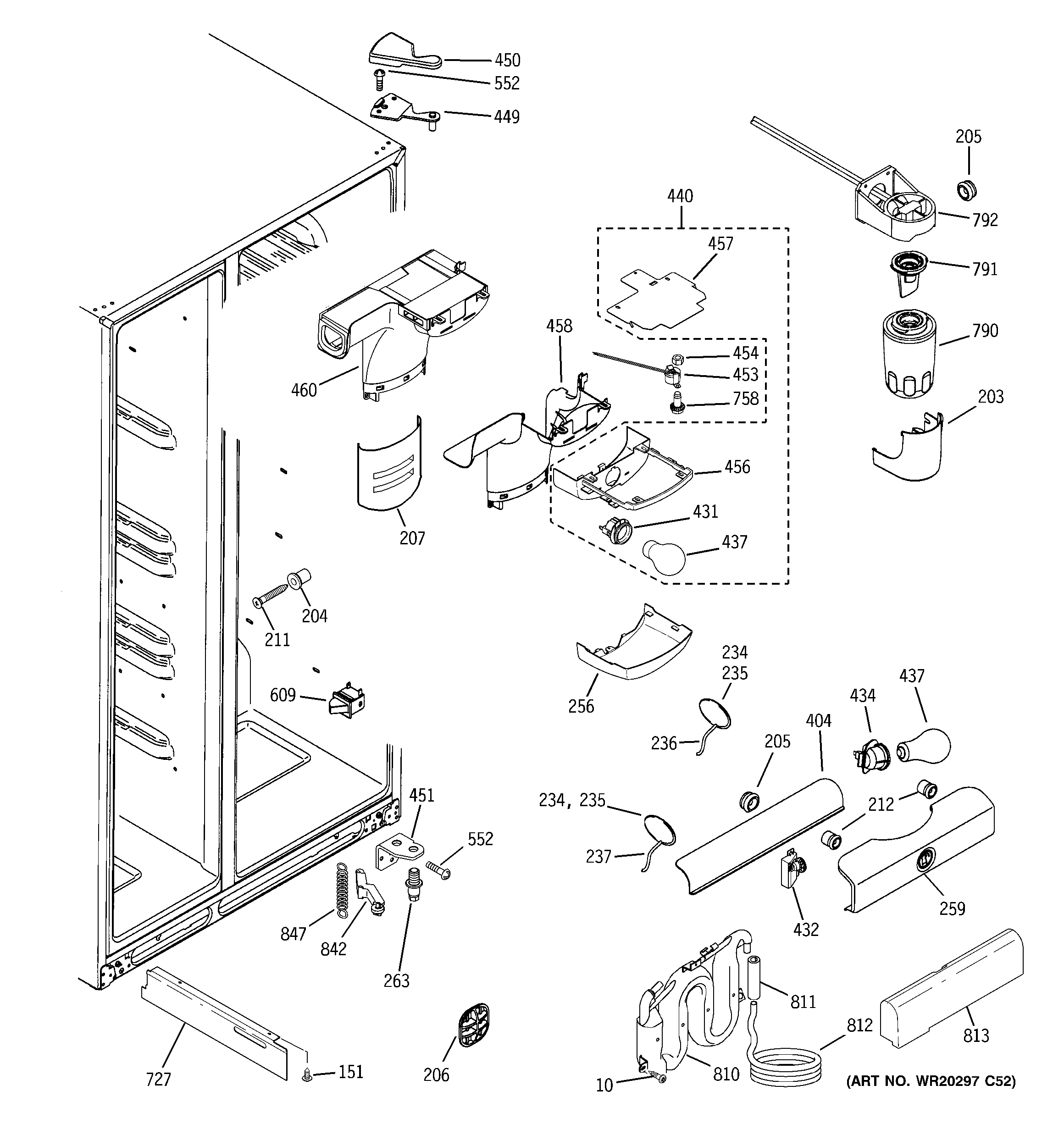 GE GSHF5KGXDCWW fresh food section diagram