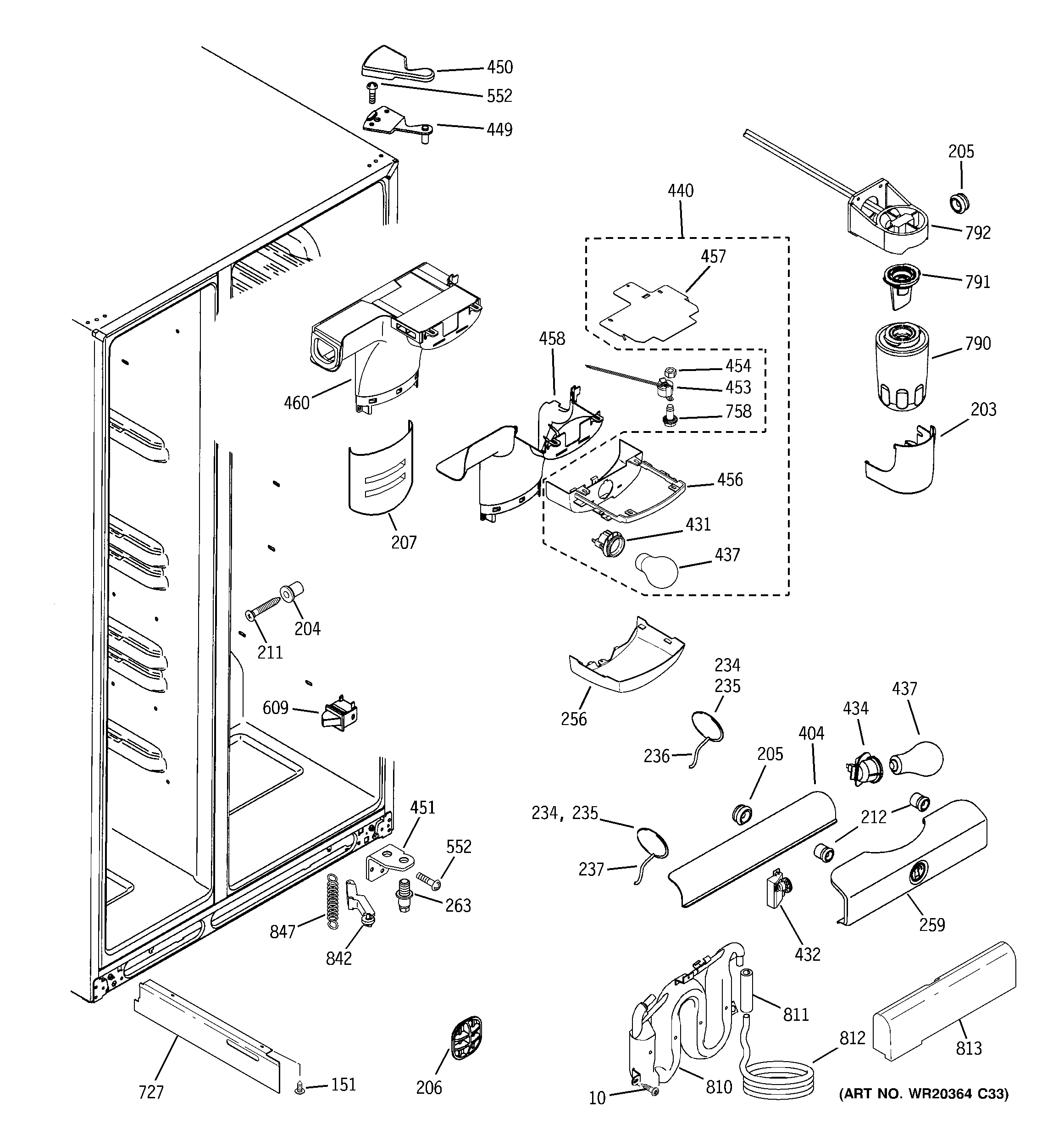 GE GSS25QSWJSS fresh food section diagram