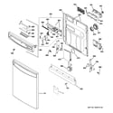 GE PDWF480P00SS escutcheon & door assembly diagram