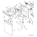 GE PDWF500P00WW escutcheon & door assembly diagram