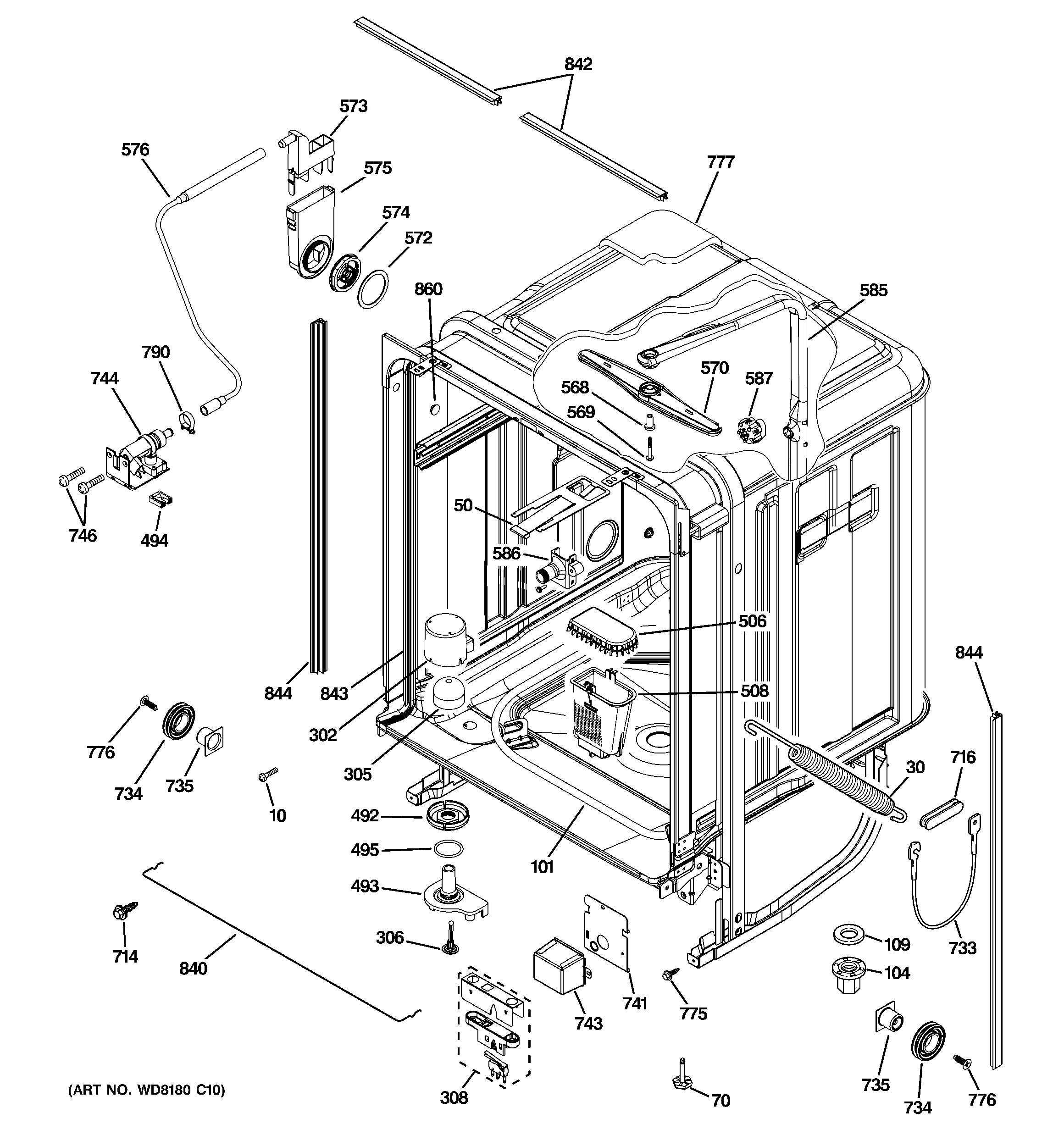 GE PDWF500P00BB body parts diagram