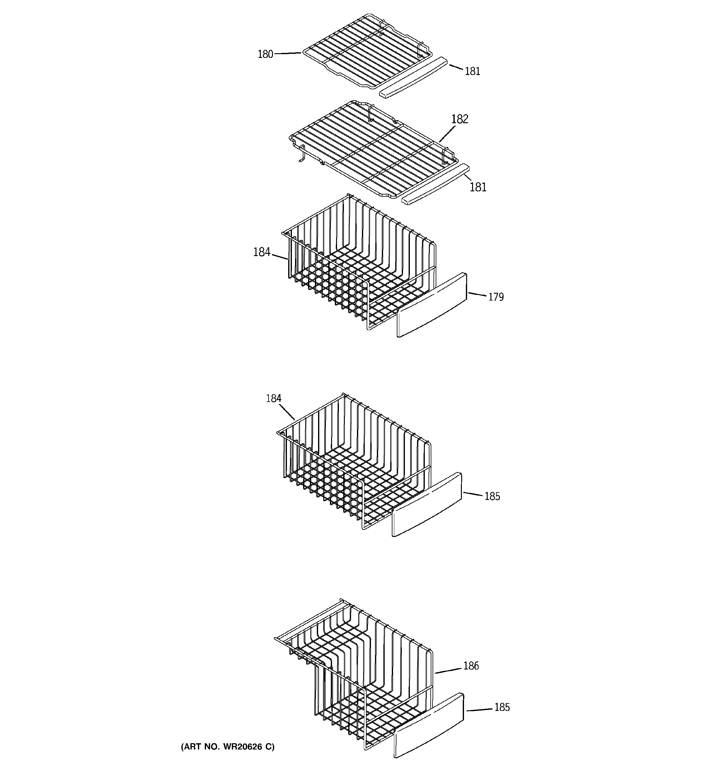 GE DSHF9NGYACBB freezer shelves diagram
